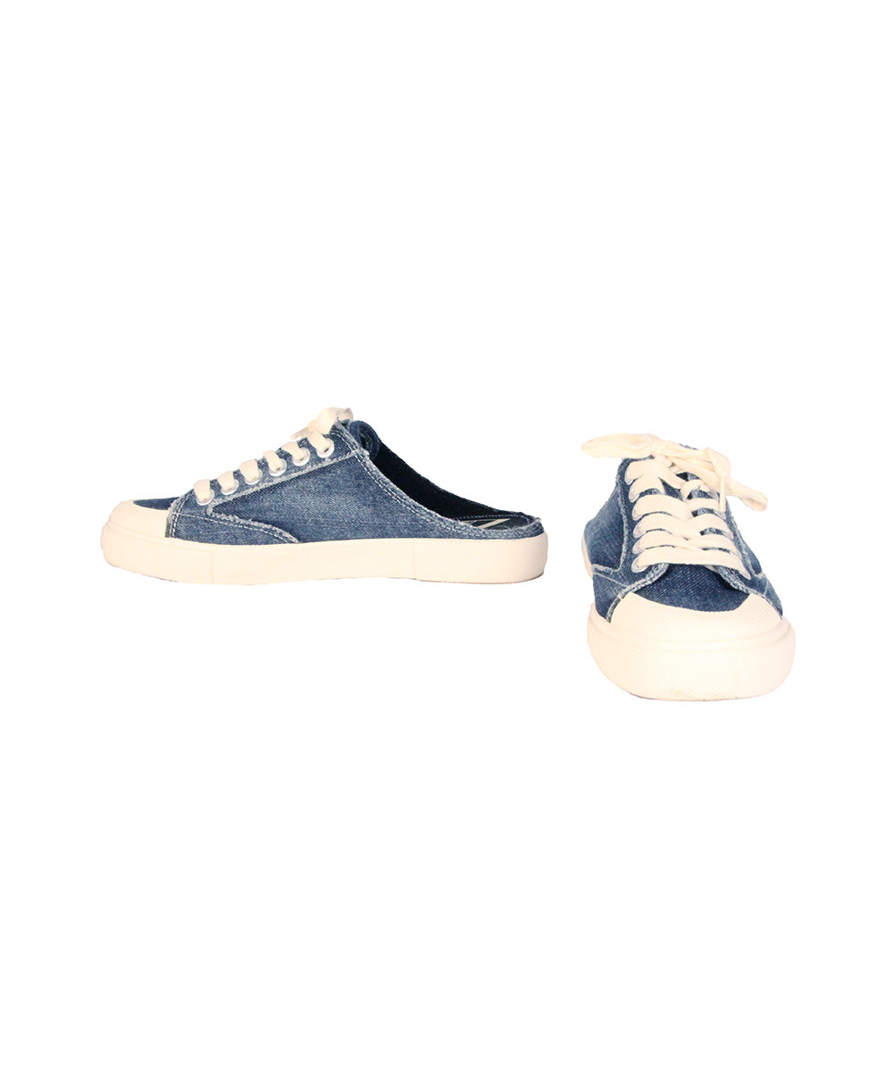 Sapato Mule Jeans com Cadarço