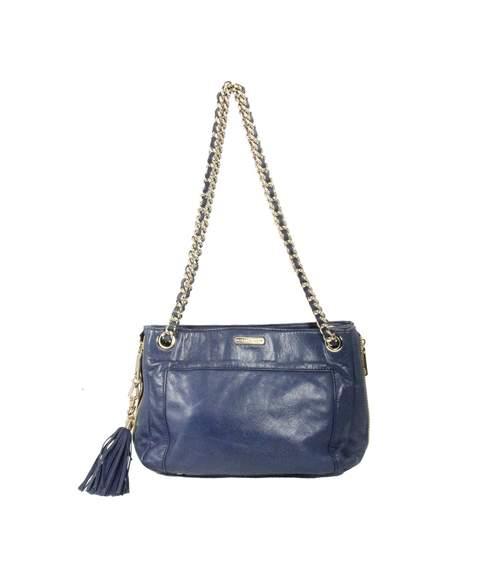 Bolsa Média Azul com Alça de Corrente