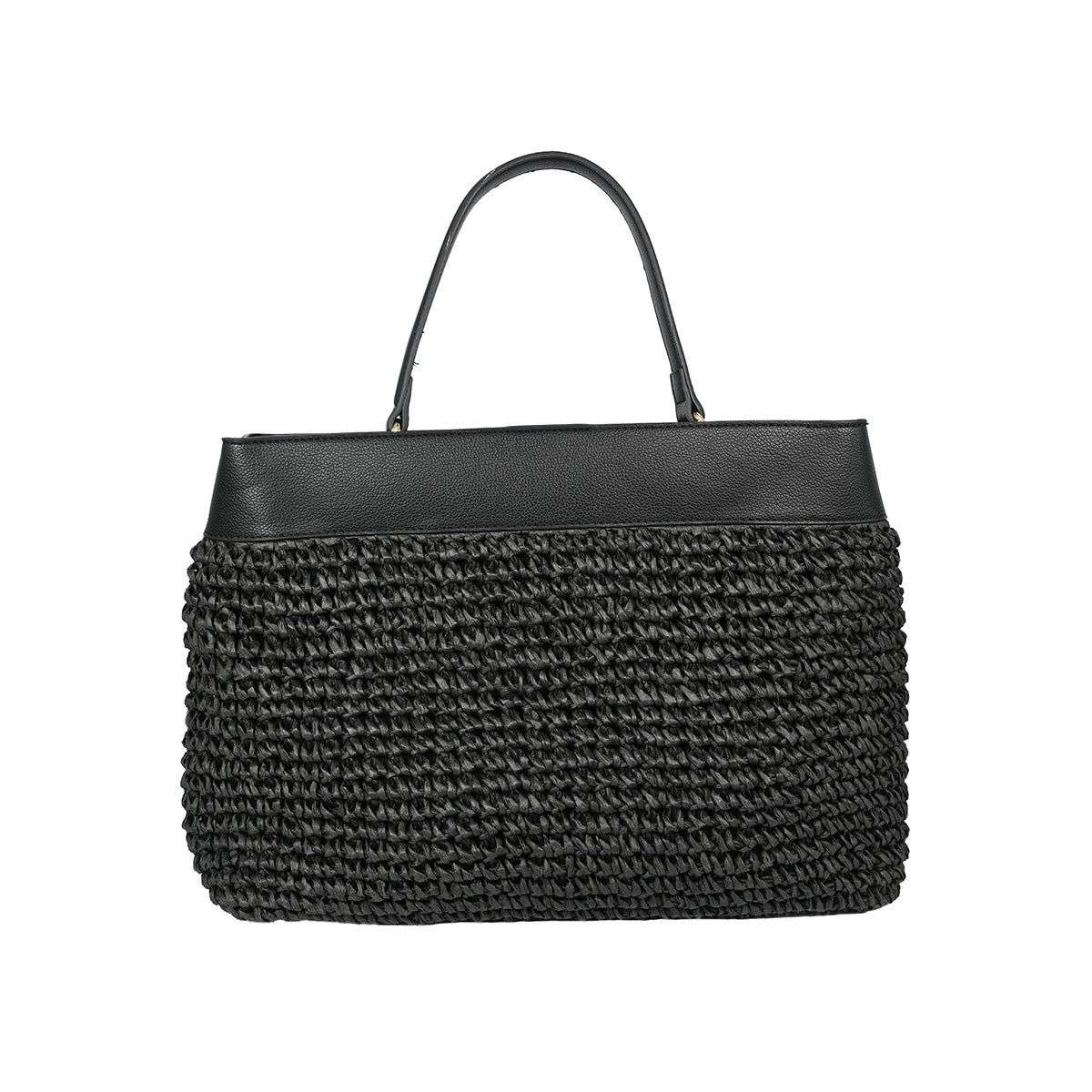 Bolsa preta grande com palha