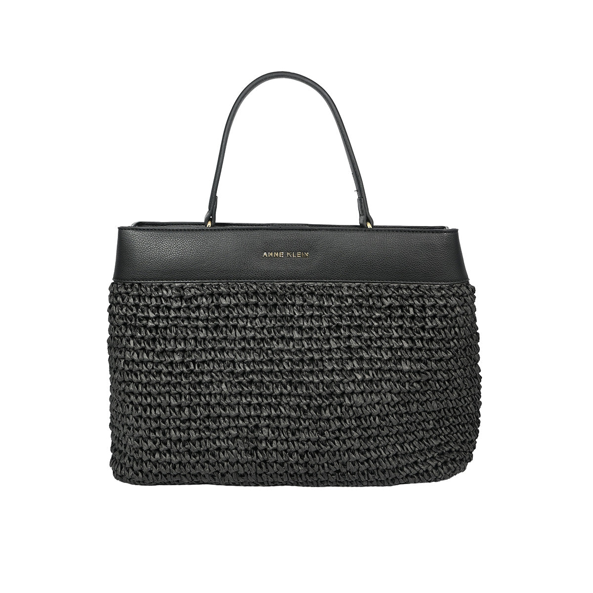 Bolsa preta grande com palha