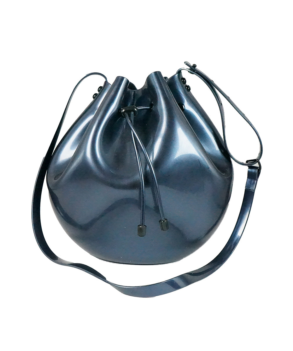 Bolsa Média Saco de Borracha Azul Escuro Metalizado