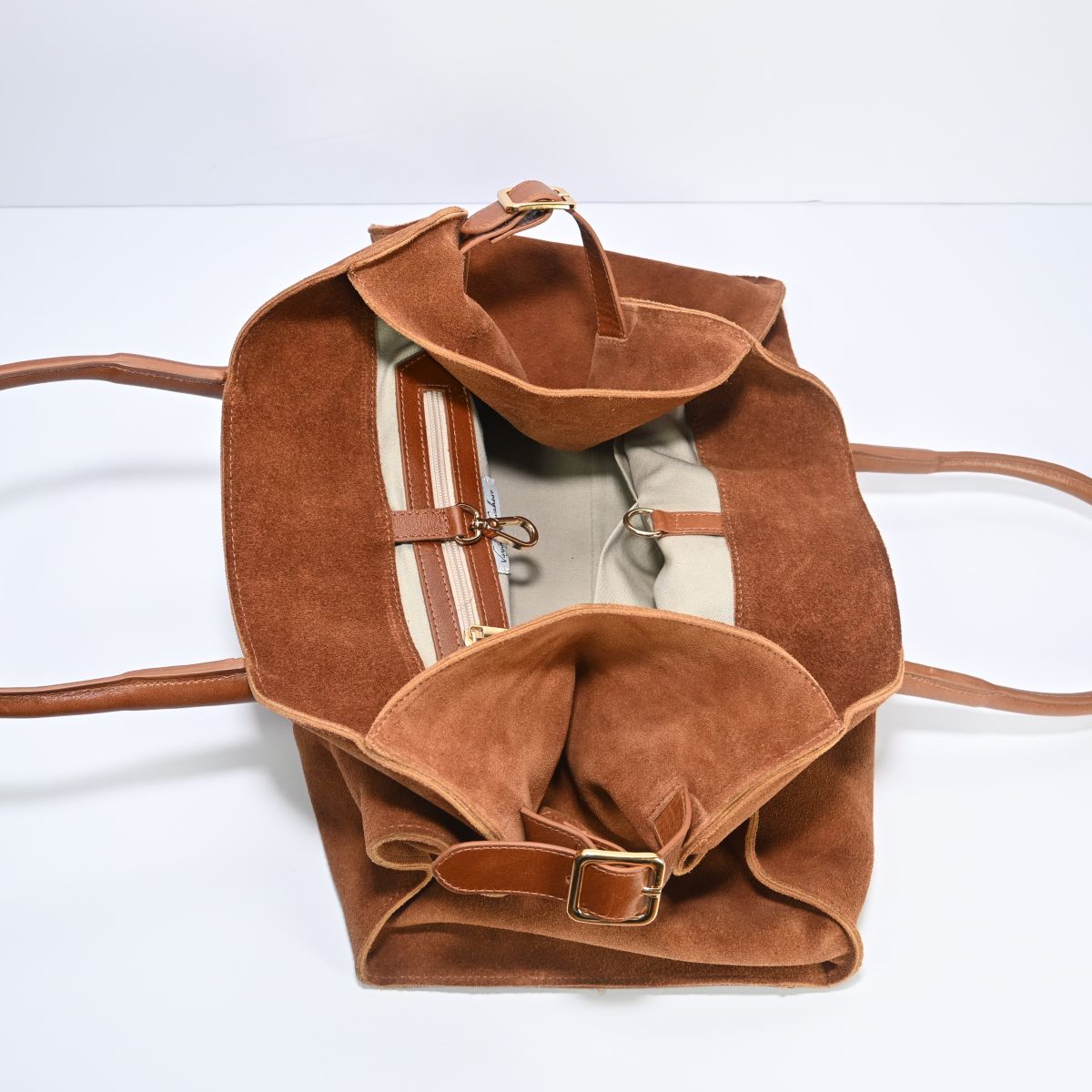Bolsa grande de camurça marrom
