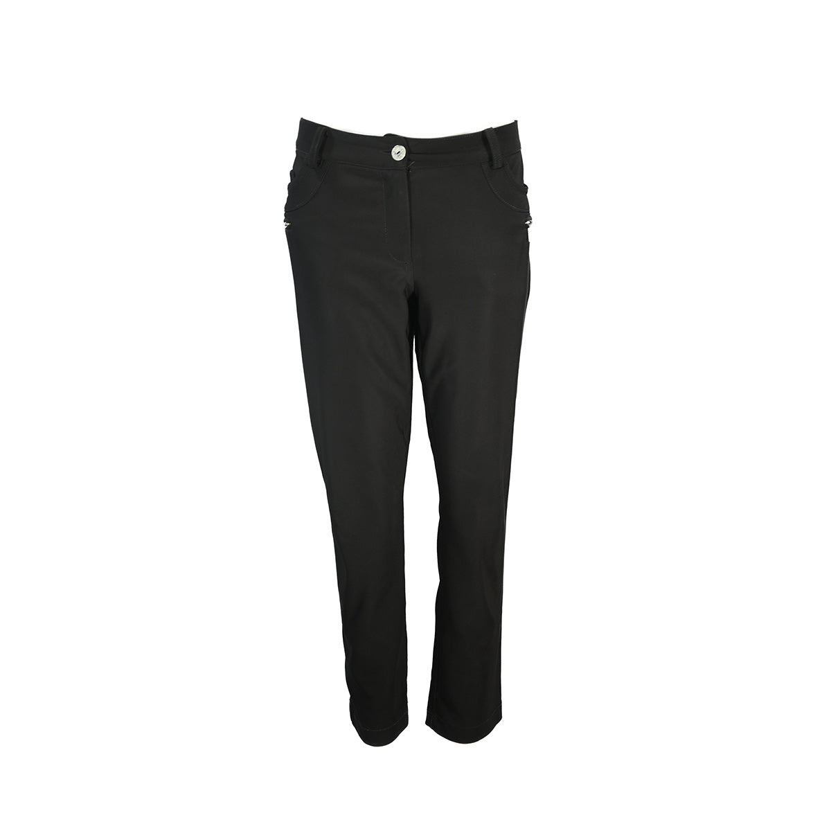 Calça Skinny Preta Com Ziper Nos Bolsos