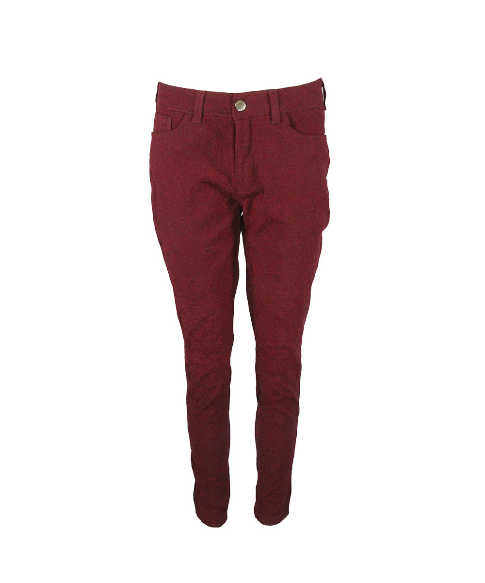 Calça Vinho Skinny Texturizada