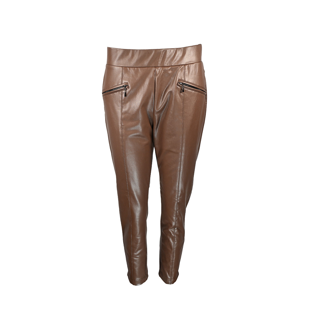 Calça de couro sintético marrom