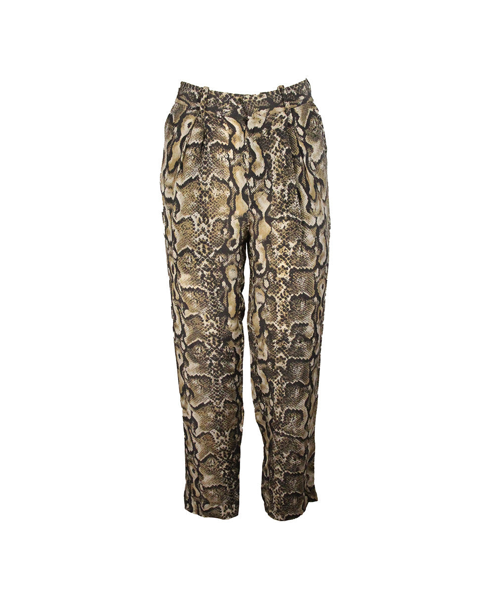 Calça Estampa de Cobra de Seda