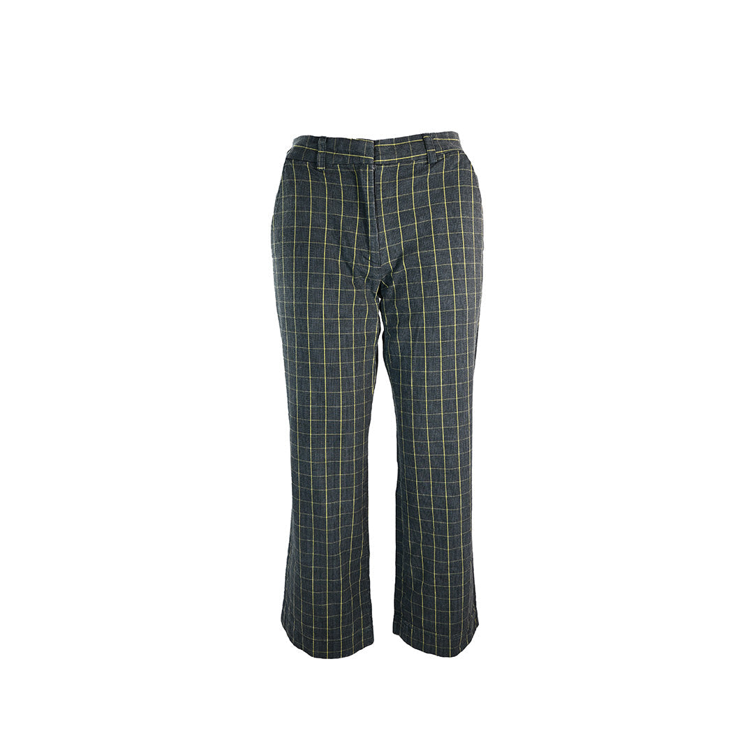 Calça quadriculada cinza