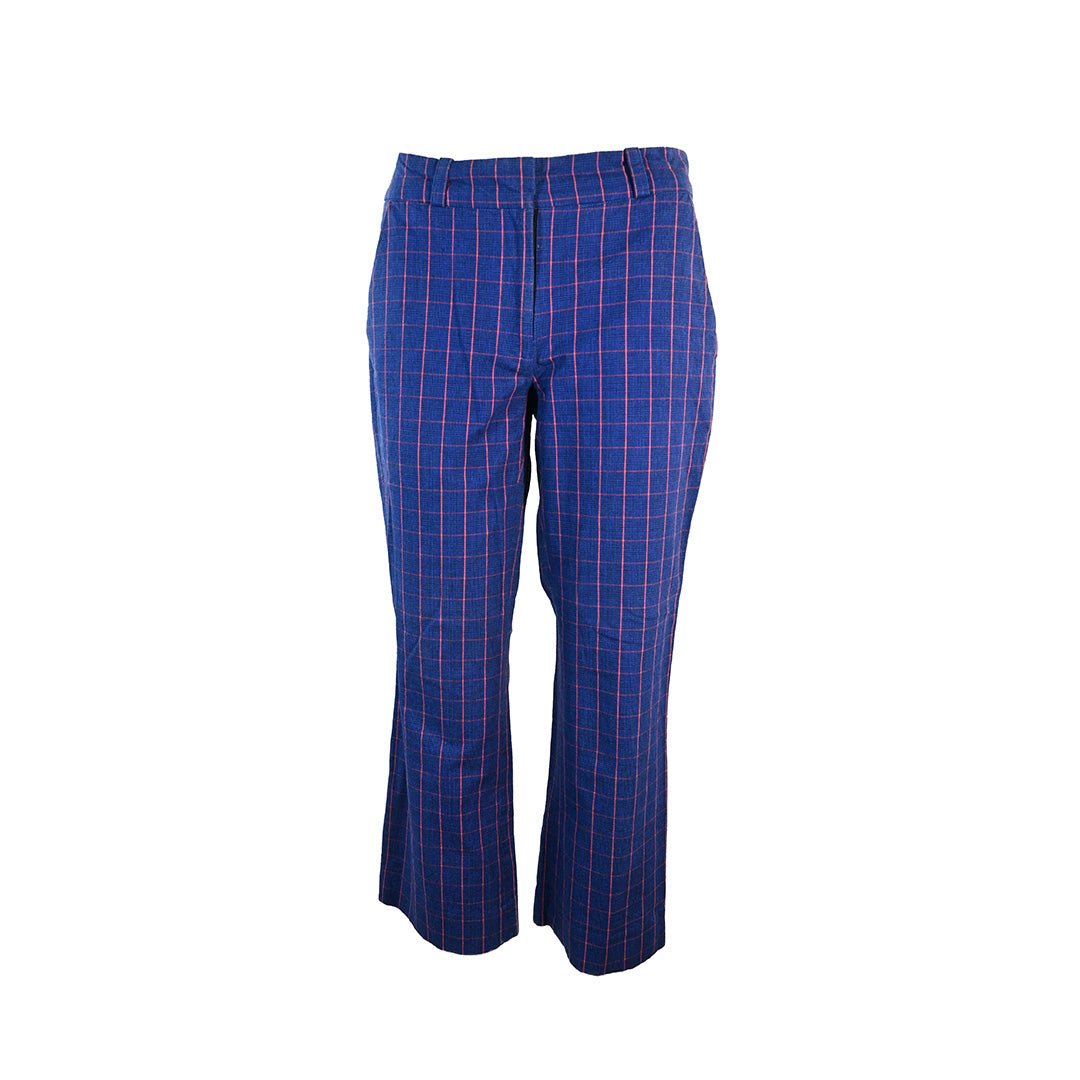Calça quadriculada azul