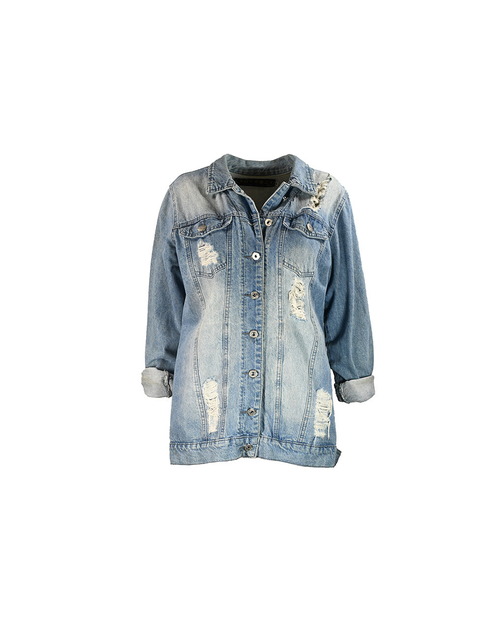 Jaqueta jeans com caveiras e flores
