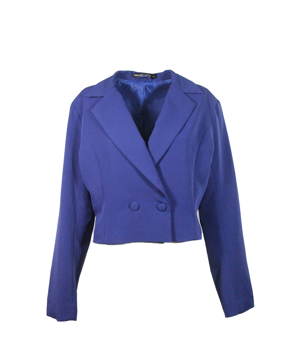 Blazer Cropped Azul Royal