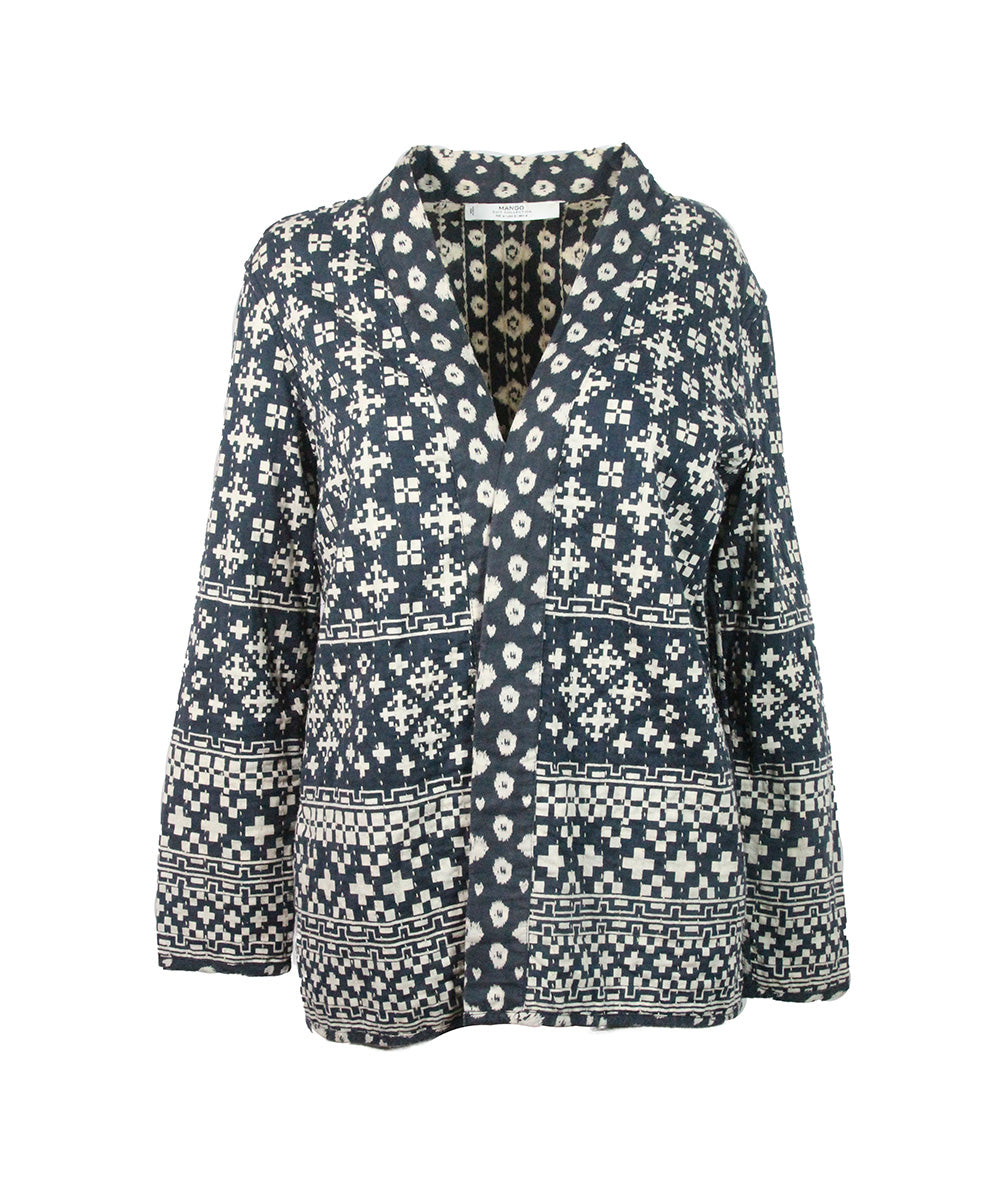 Casaco Estampado Branco e Azul