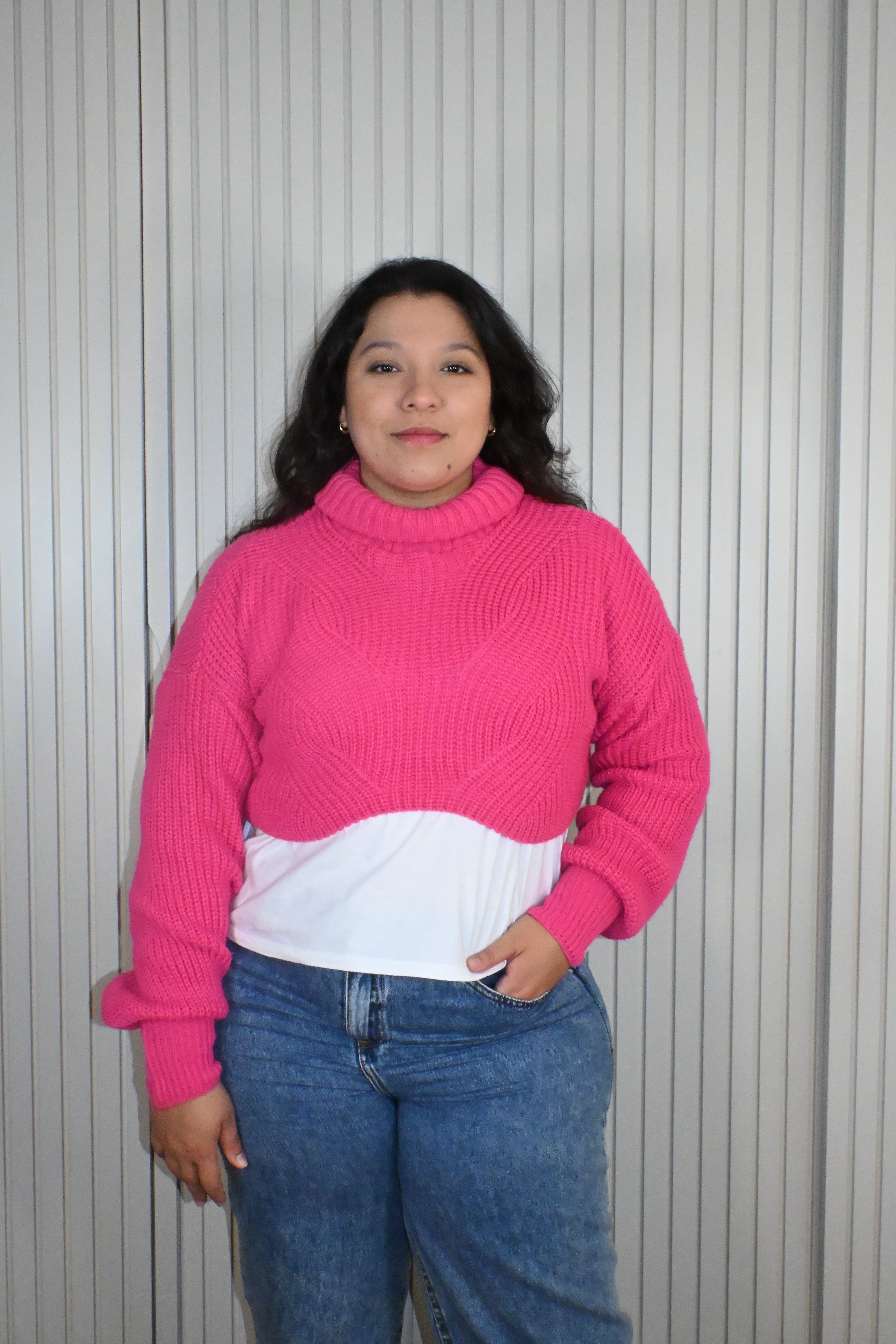 Malha Cropped de Tricot Pink