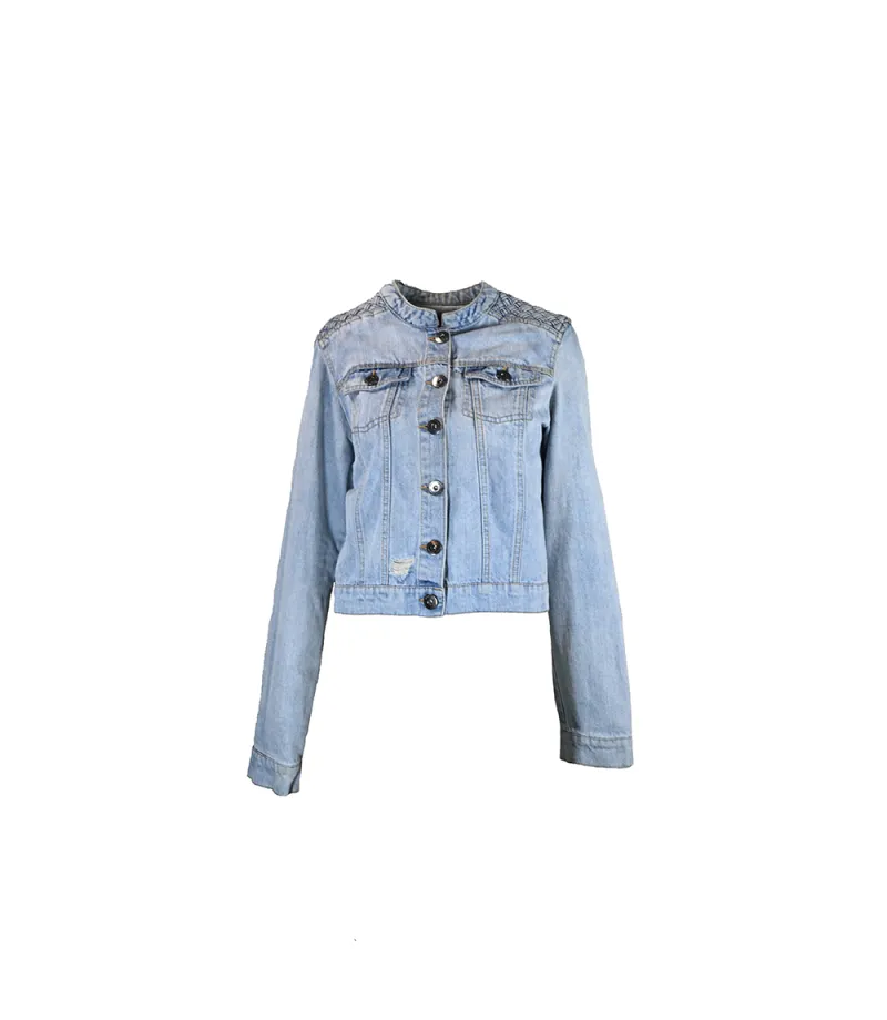 Jaqueta Jeans Com Detalhe No Ombro