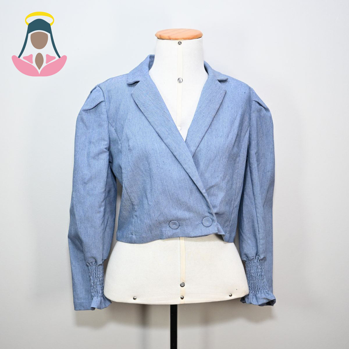 Blazer crooped azul claro