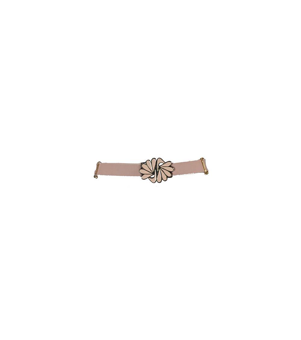 Cinto Rosado Com Fivela De Flor