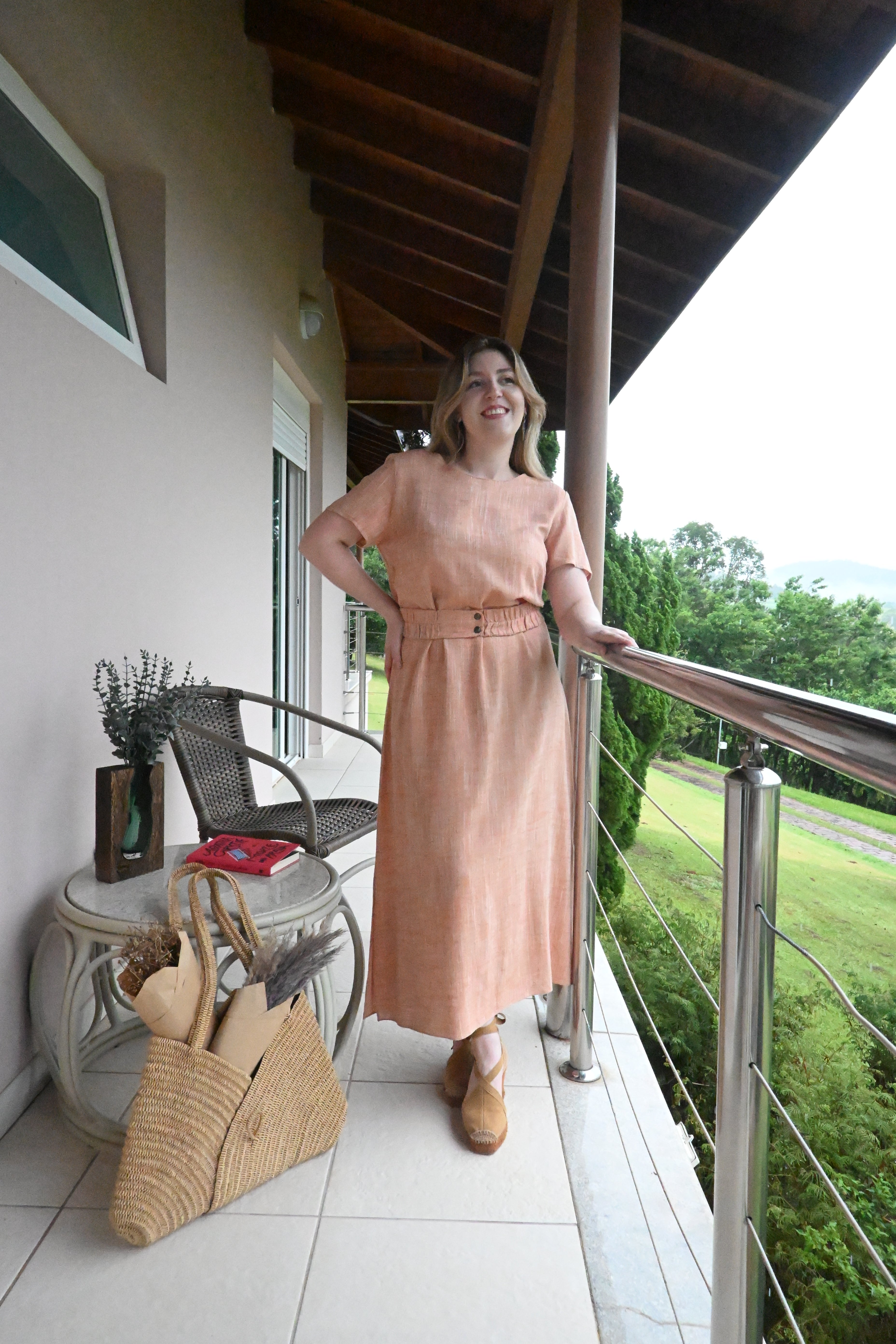 Vestido Longo Laranja com Cinto