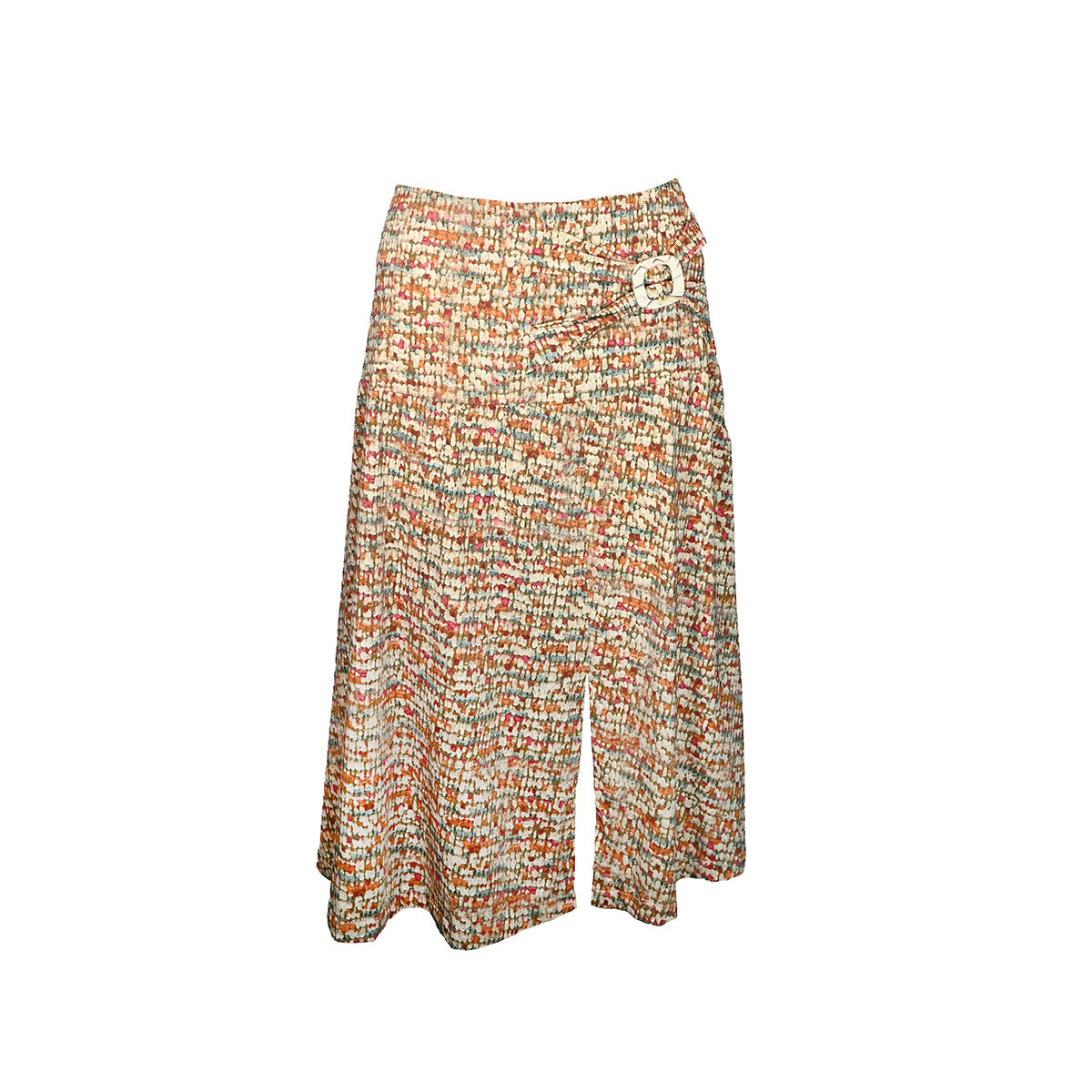 Saia midi estampada com fenda