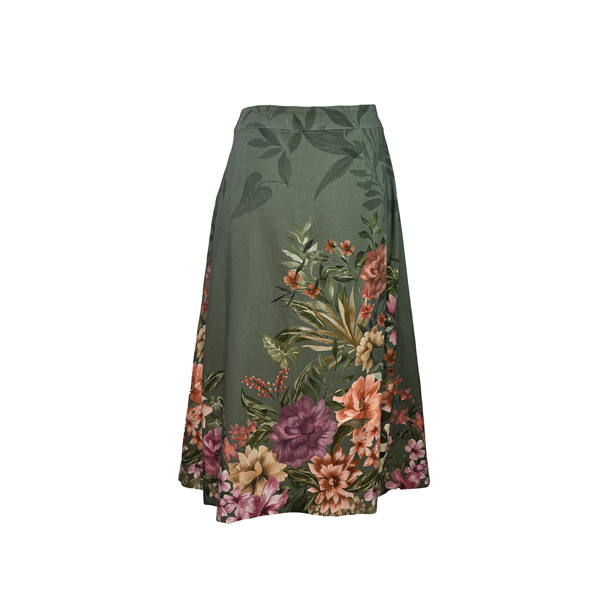 Saia Midi Envelope Estampa Floral com Amarração Lateral