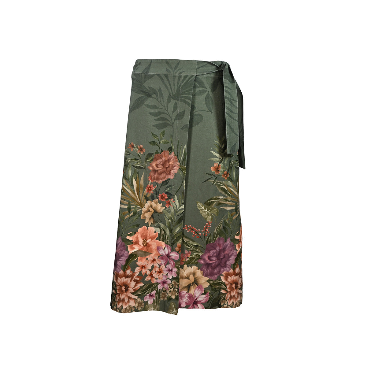 Saia Midi Envelope Estampa Floral com Amarração Lateral