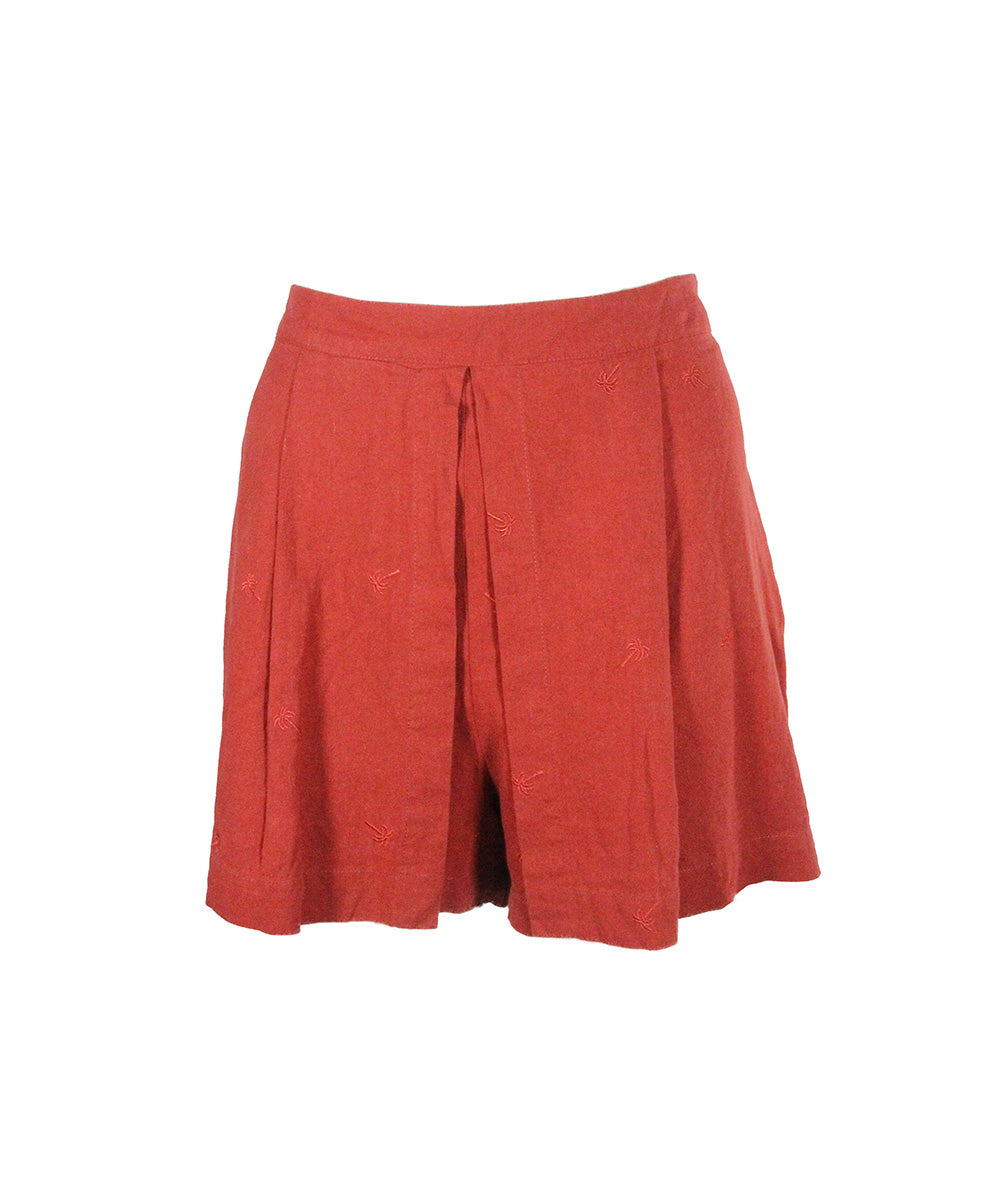 Short-Saia Terracota com Palmeiras
