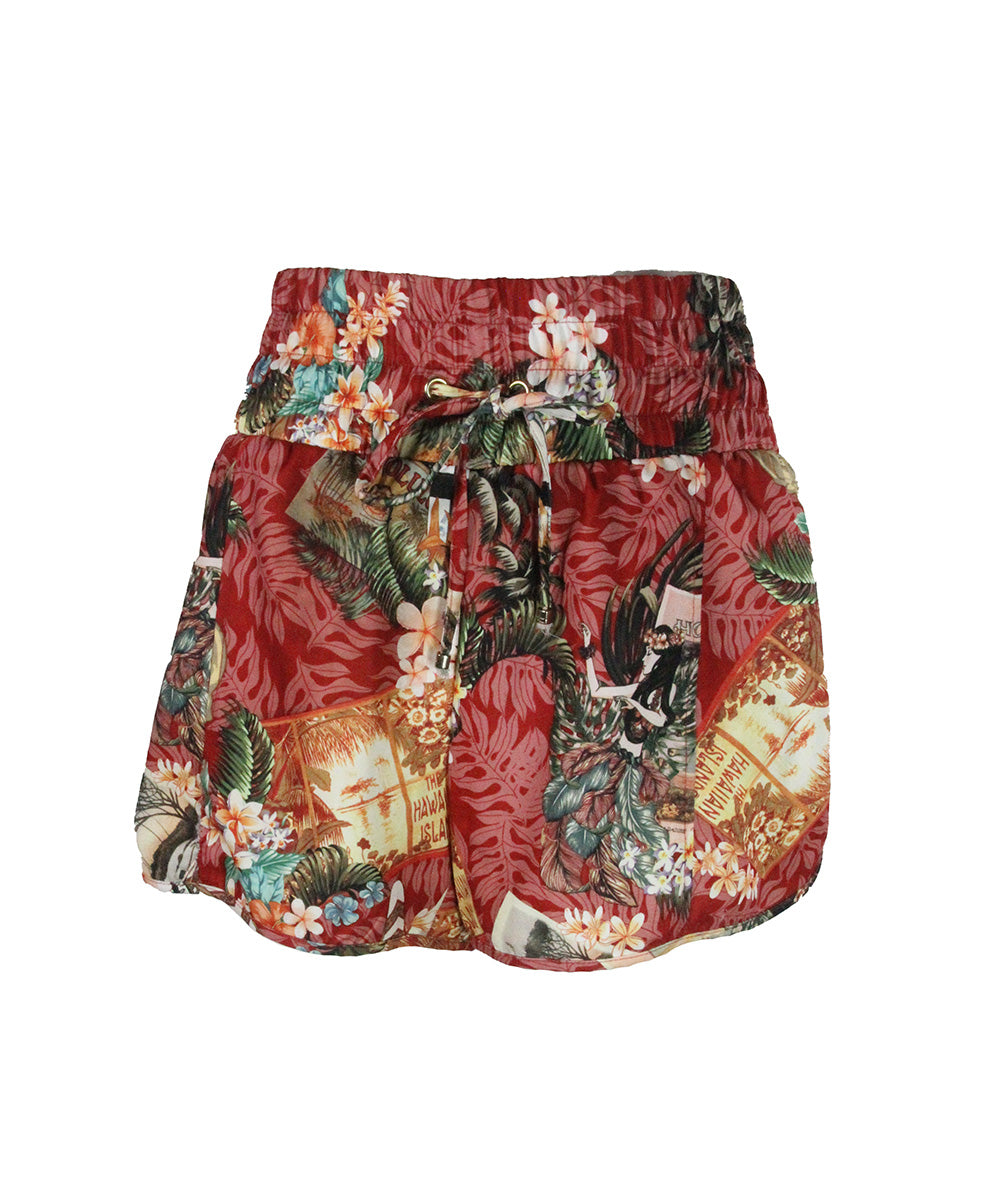 Shorts vermelho havaiano
