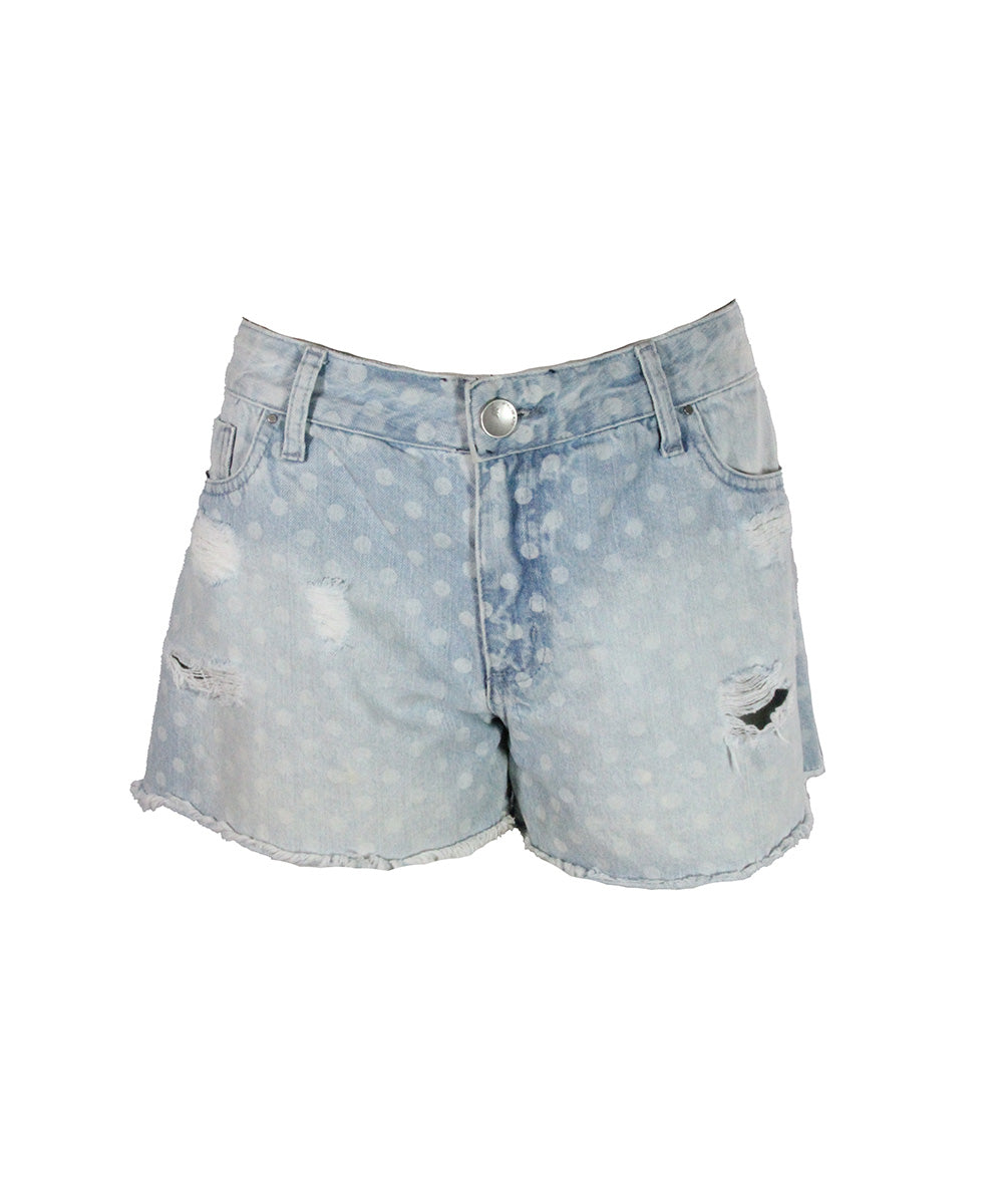 Short Jeans Azul com Poá