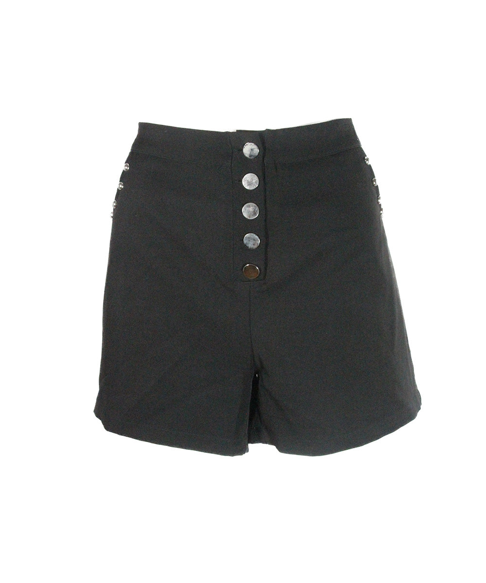 Short Preto com Botões Dourados