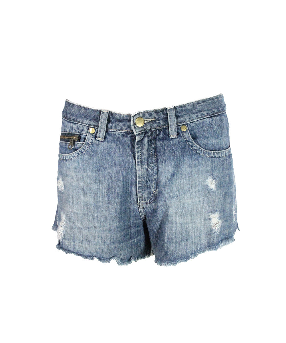 Shorts jeans azul destroid
