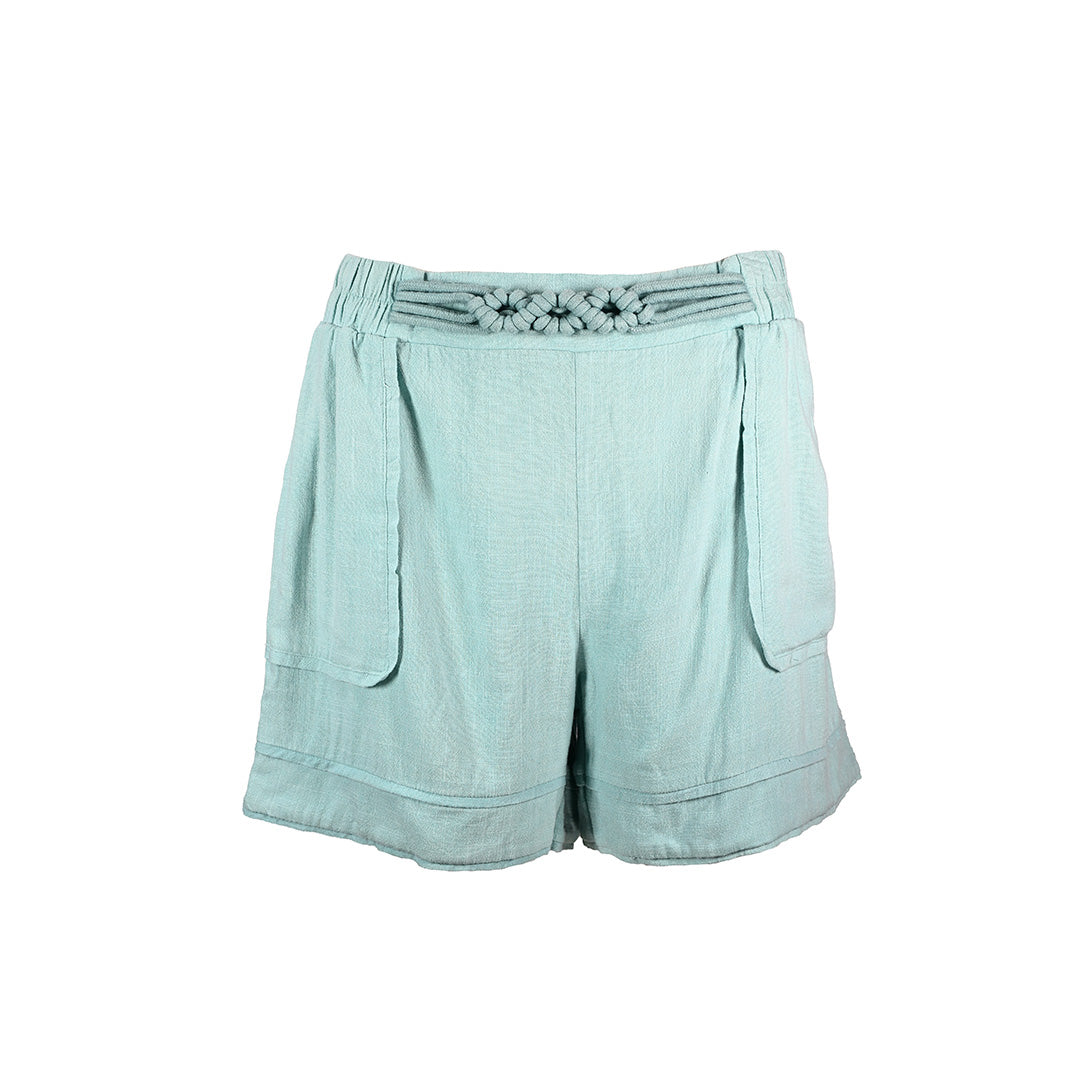 Short azul com trançado