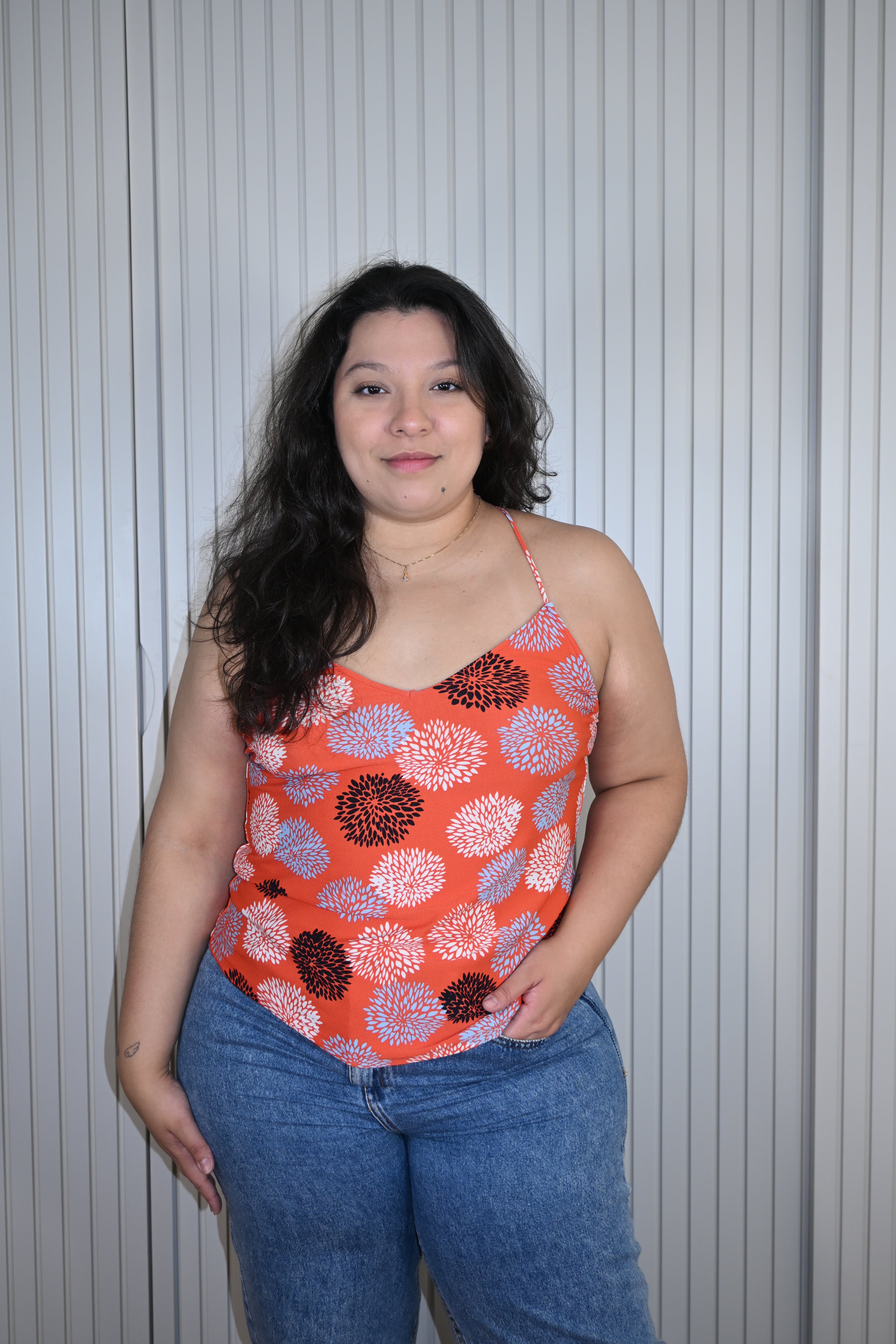 Regata Laranja Estampada