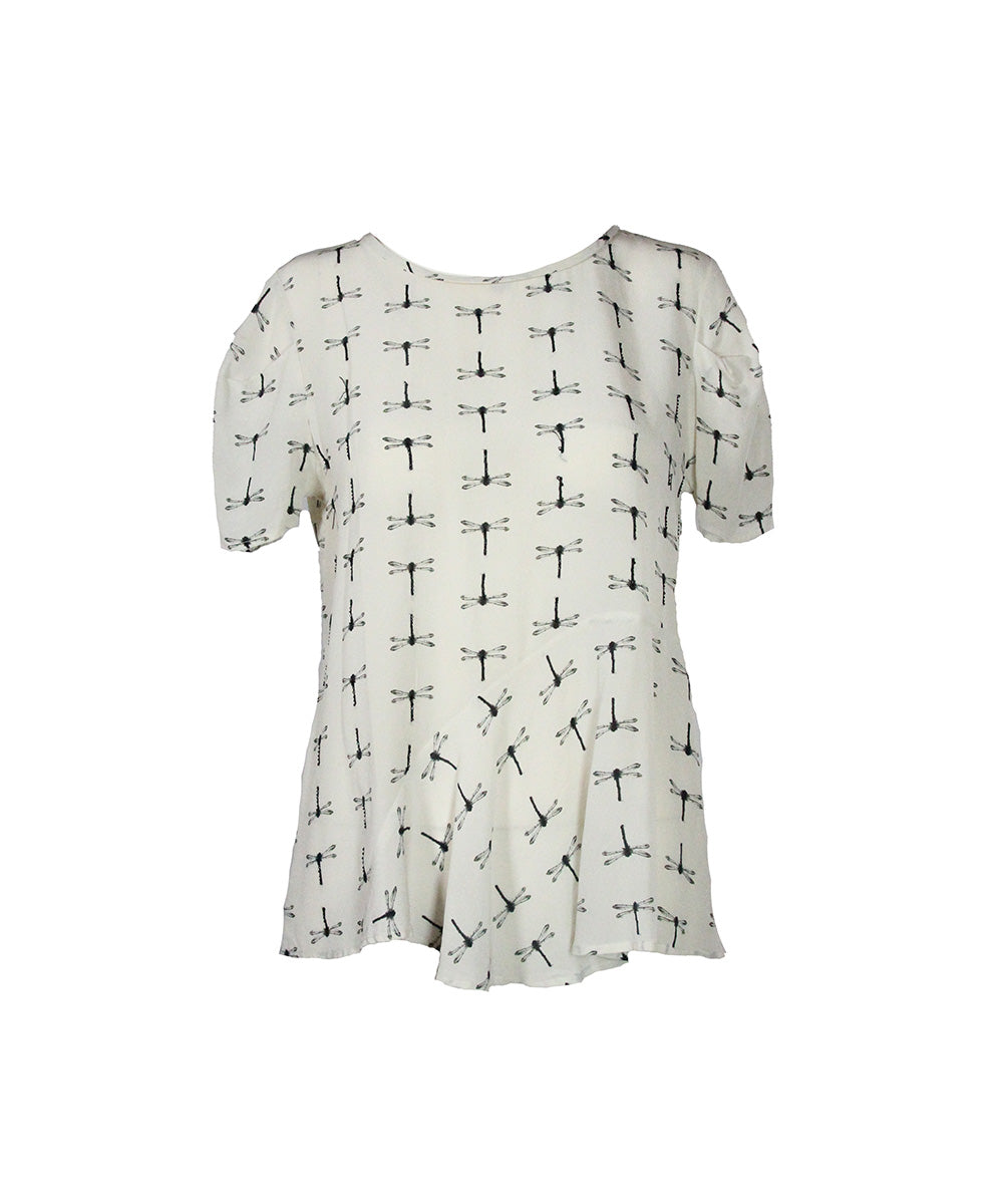 Camiseta Branca Com estampa de Libelula