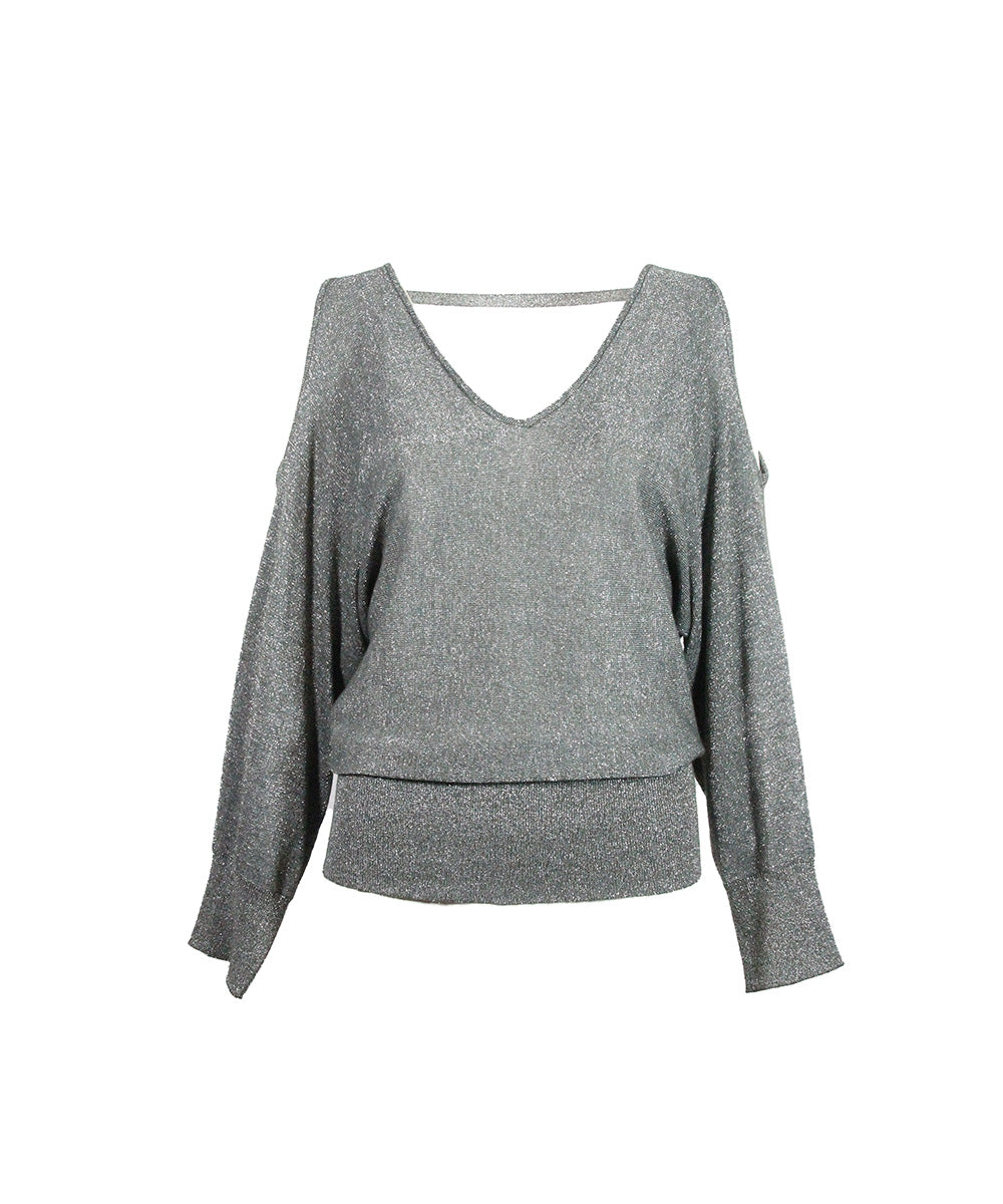 Blusa Prata com Ombros de Fora
