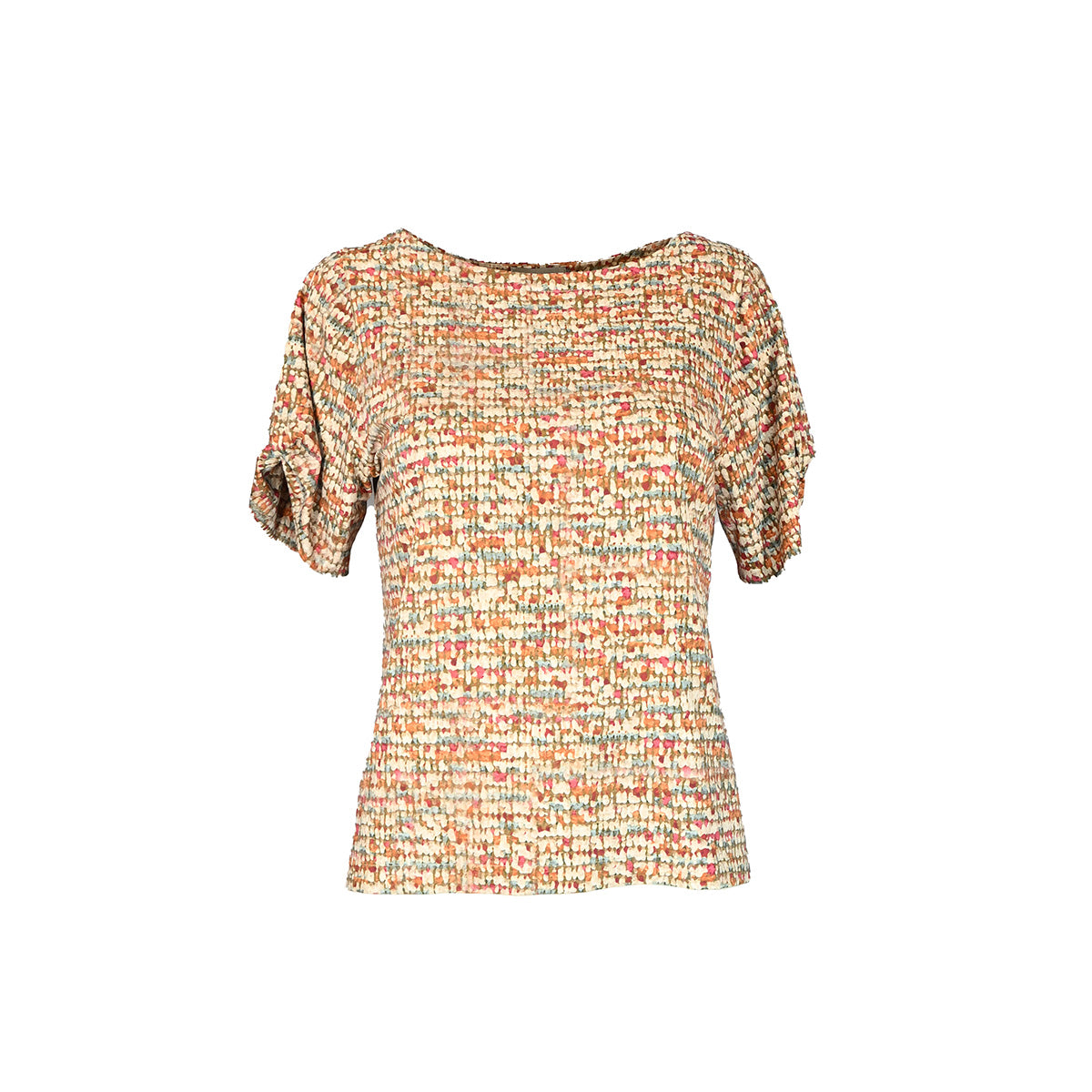 Camiseta estampada com abertura nos ombros