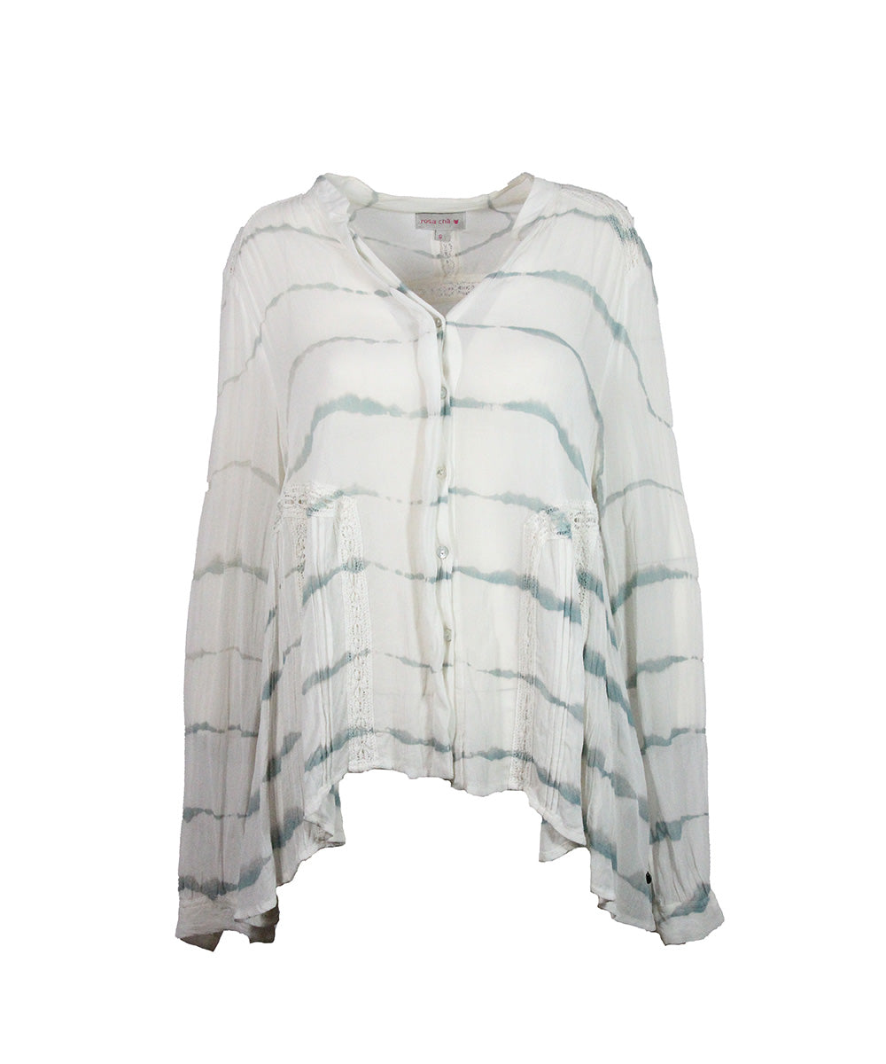Camisa Listrada Branco e Azul