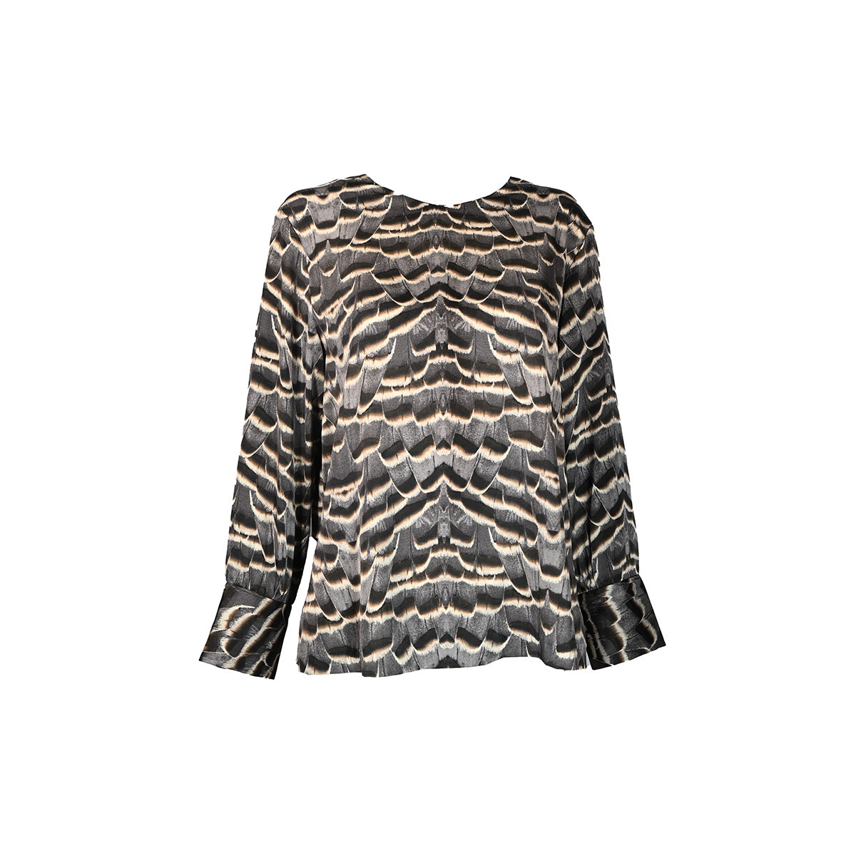 Blusa com estampa de penas