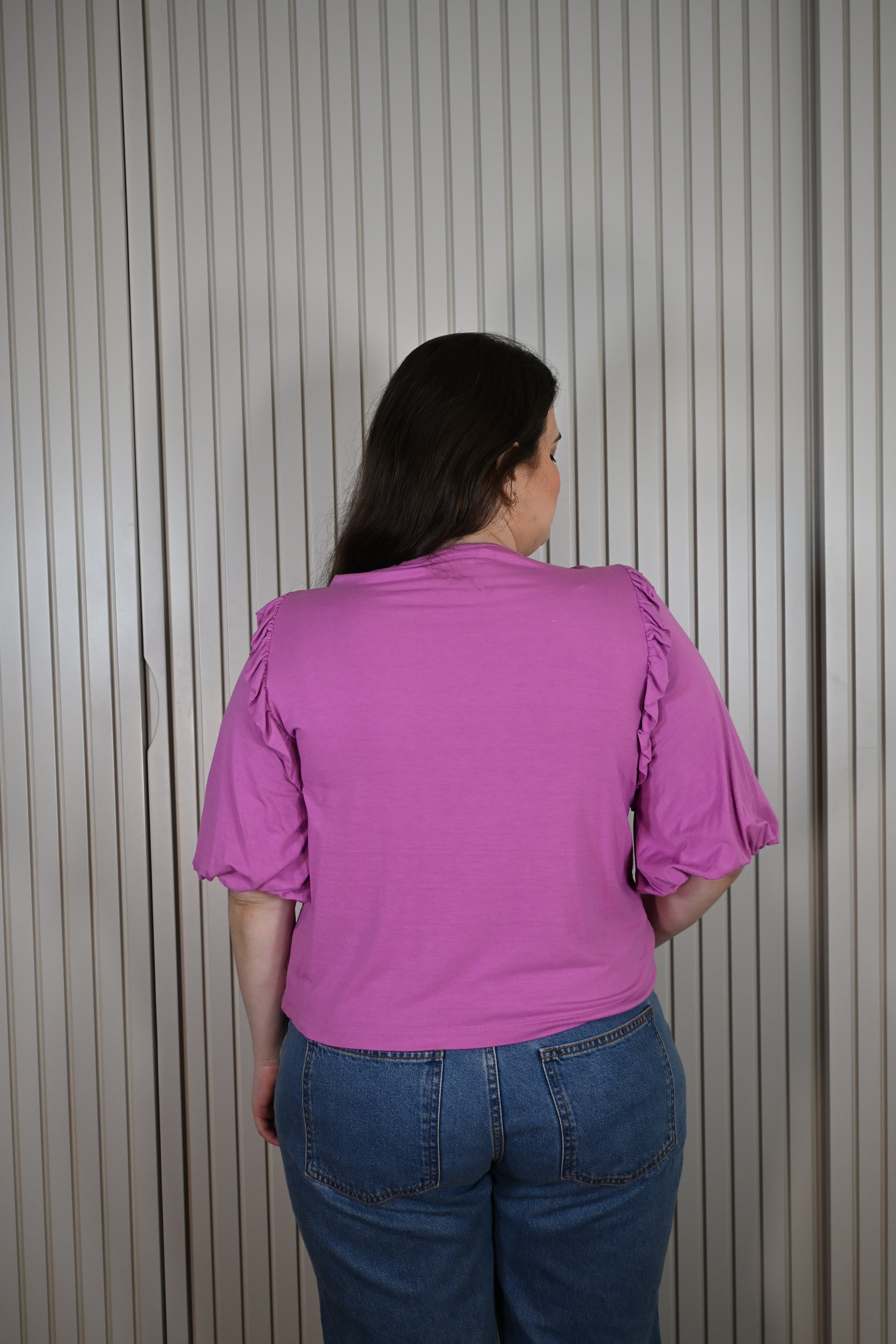 Blusa Rosa com Manga Godê