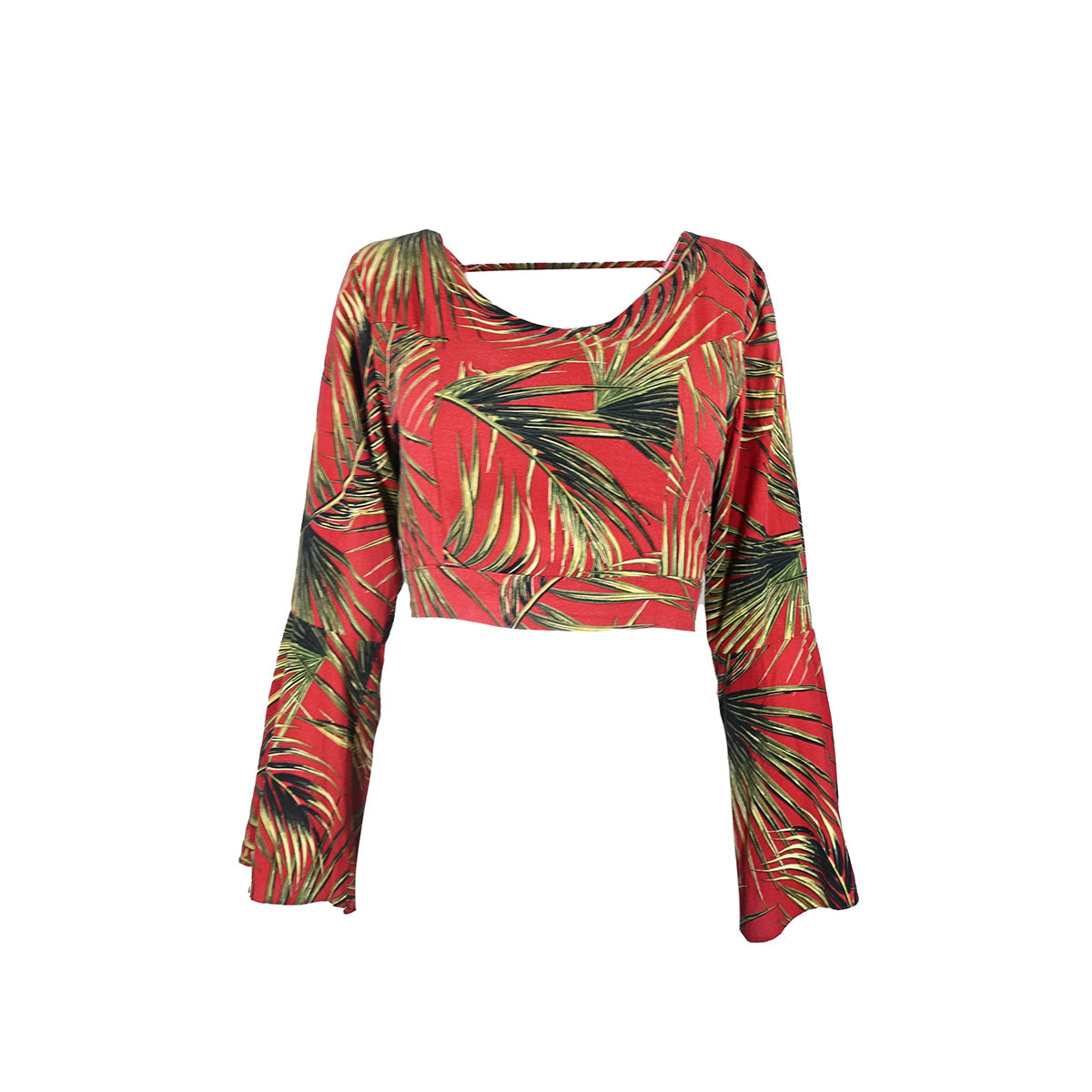 Cropped vermelho com folhas