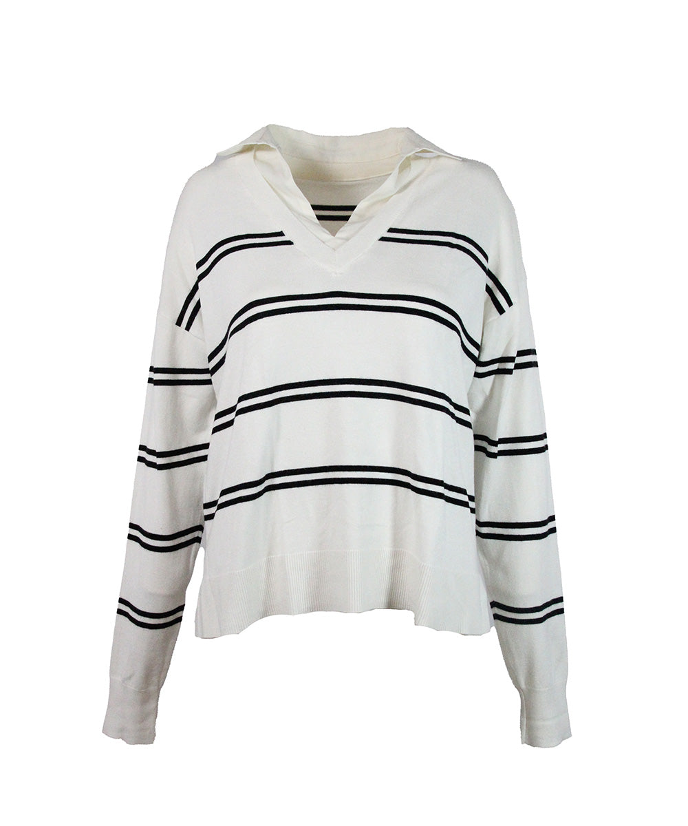 Camiseta Branca Com Listras Pretas