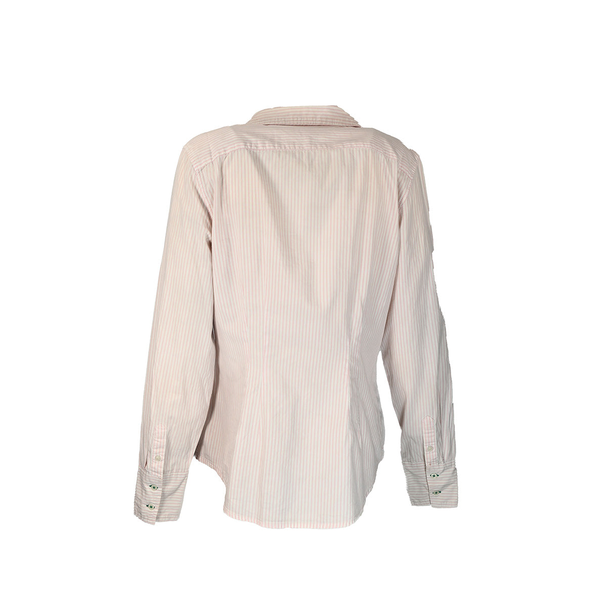 Camisa listrada rosa e banca
