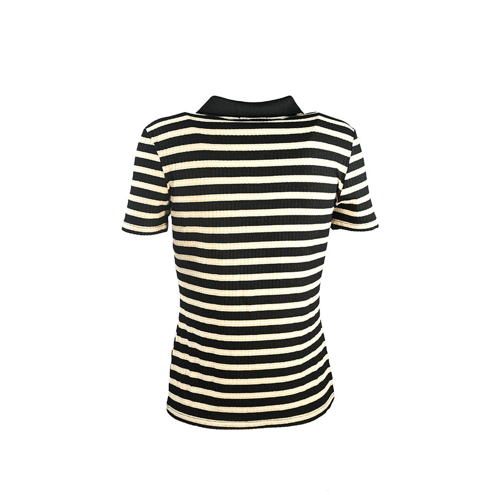 Camiseta de malha listrada manga curta
