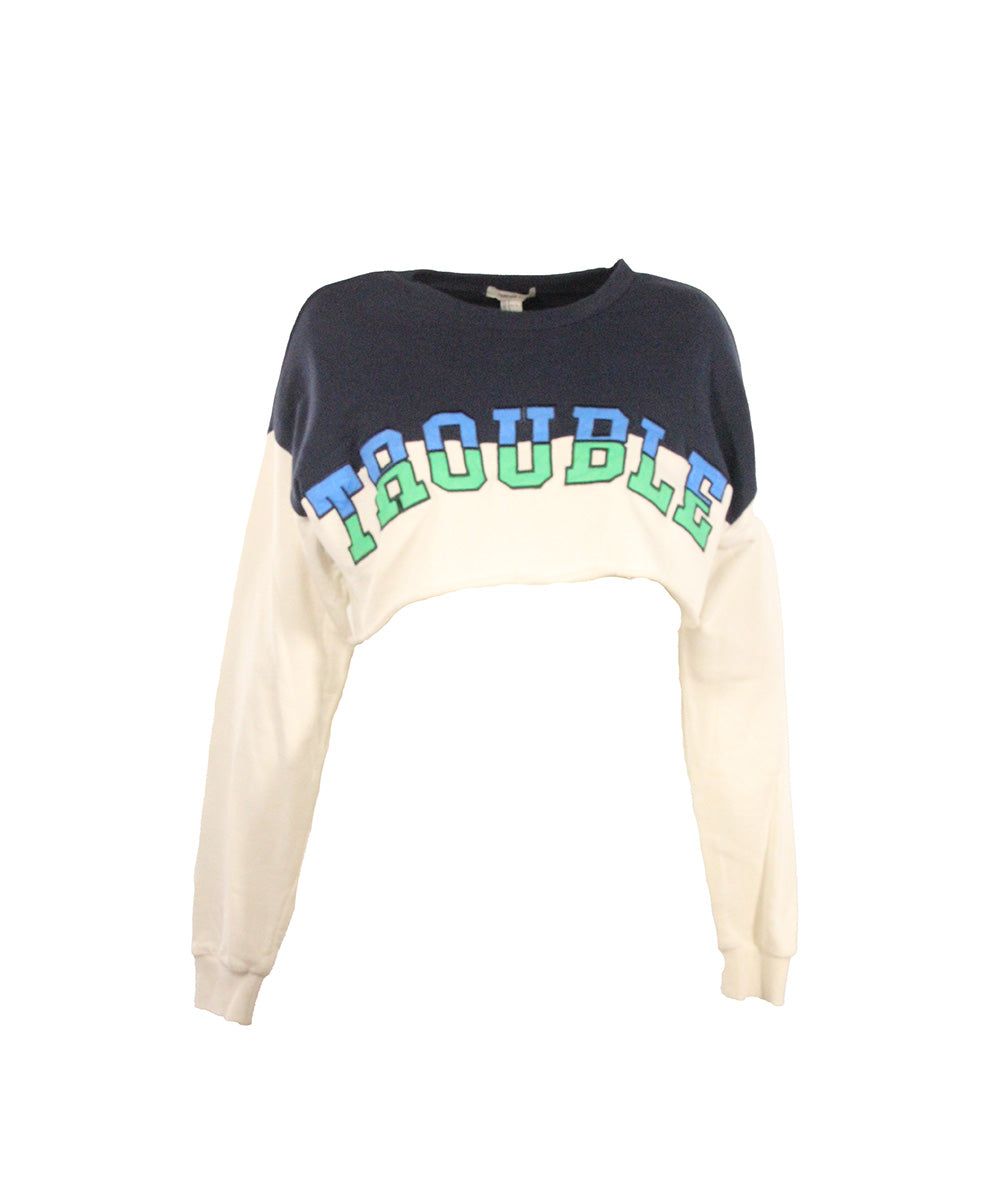 Cropped Trouble com Mangas Compridas
