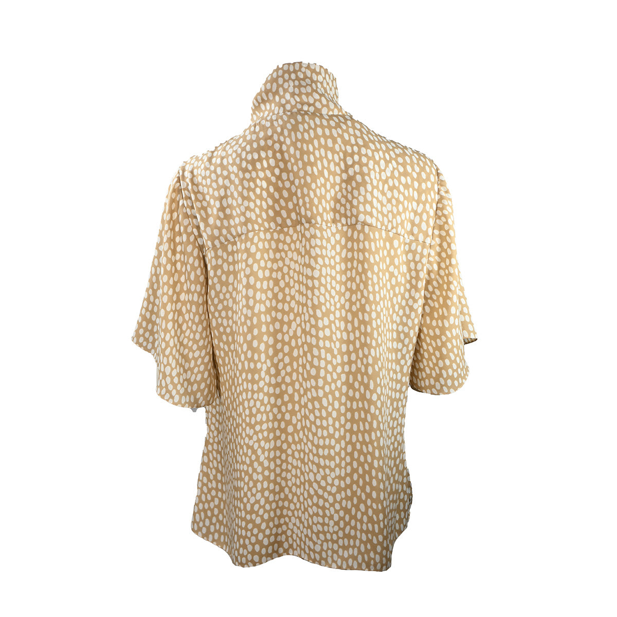 Blusa em Estampa Poá Orgânico com Gola Laço Removível