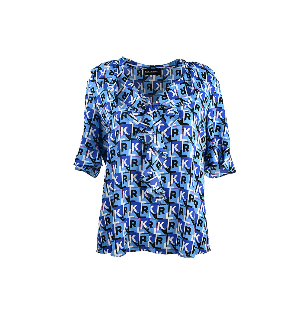 Blusa azul com estampa KL
