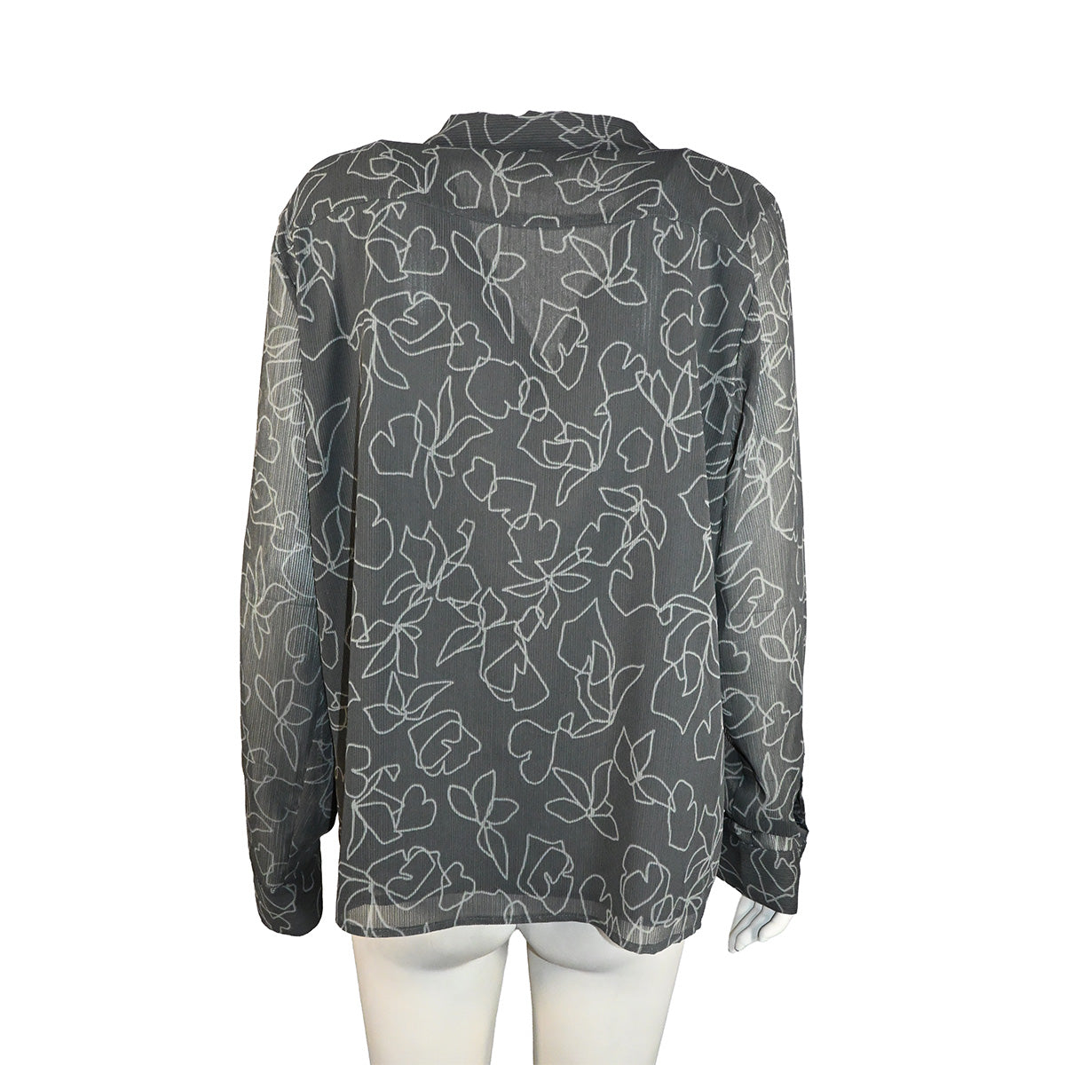 Camisa cinza estampada com babados