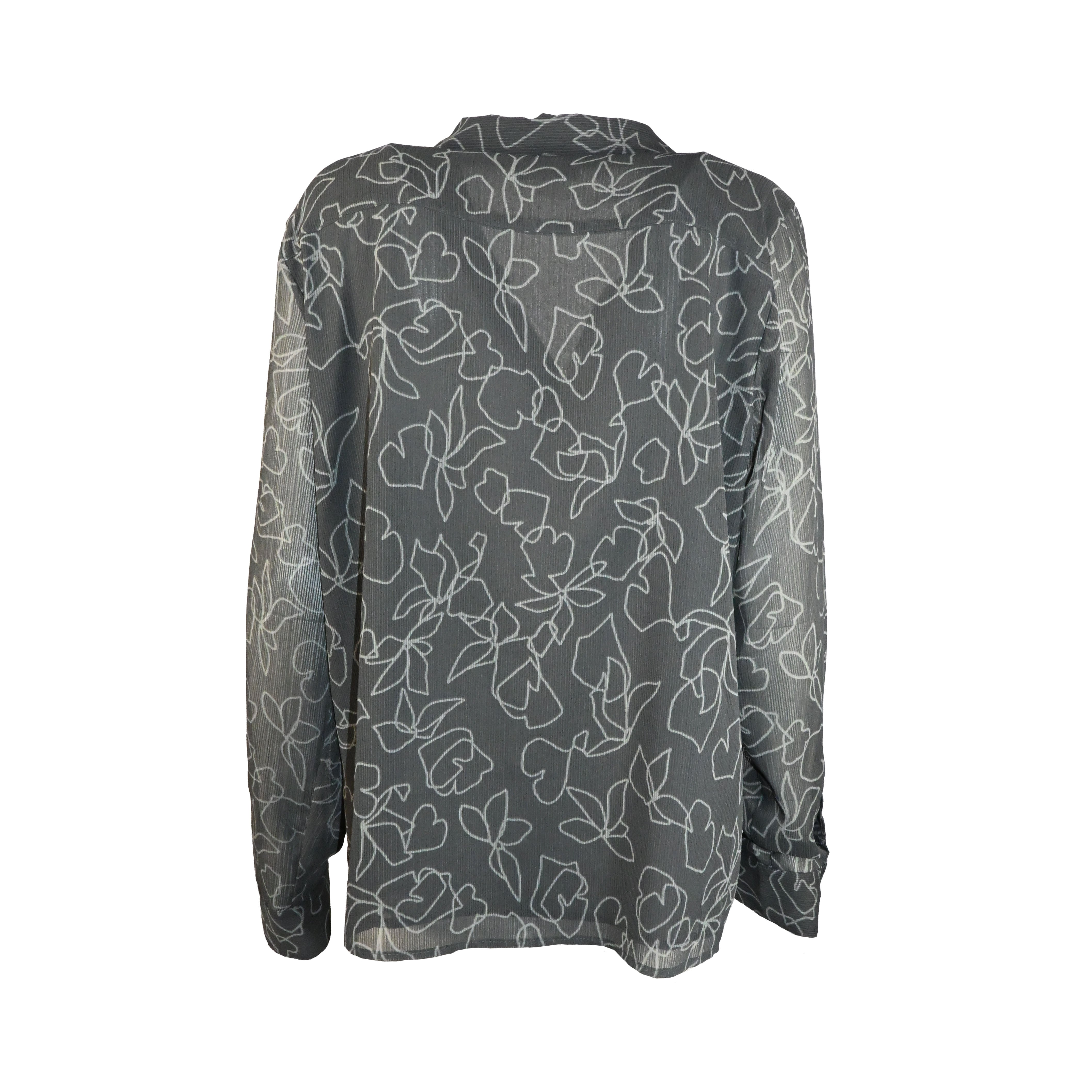 Camisa cinza estampada com babados