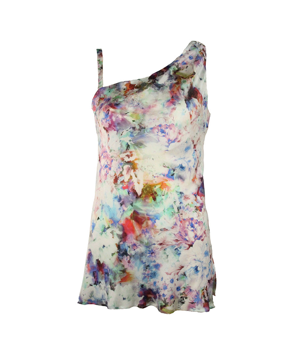 Regata Branca Floral de Seda