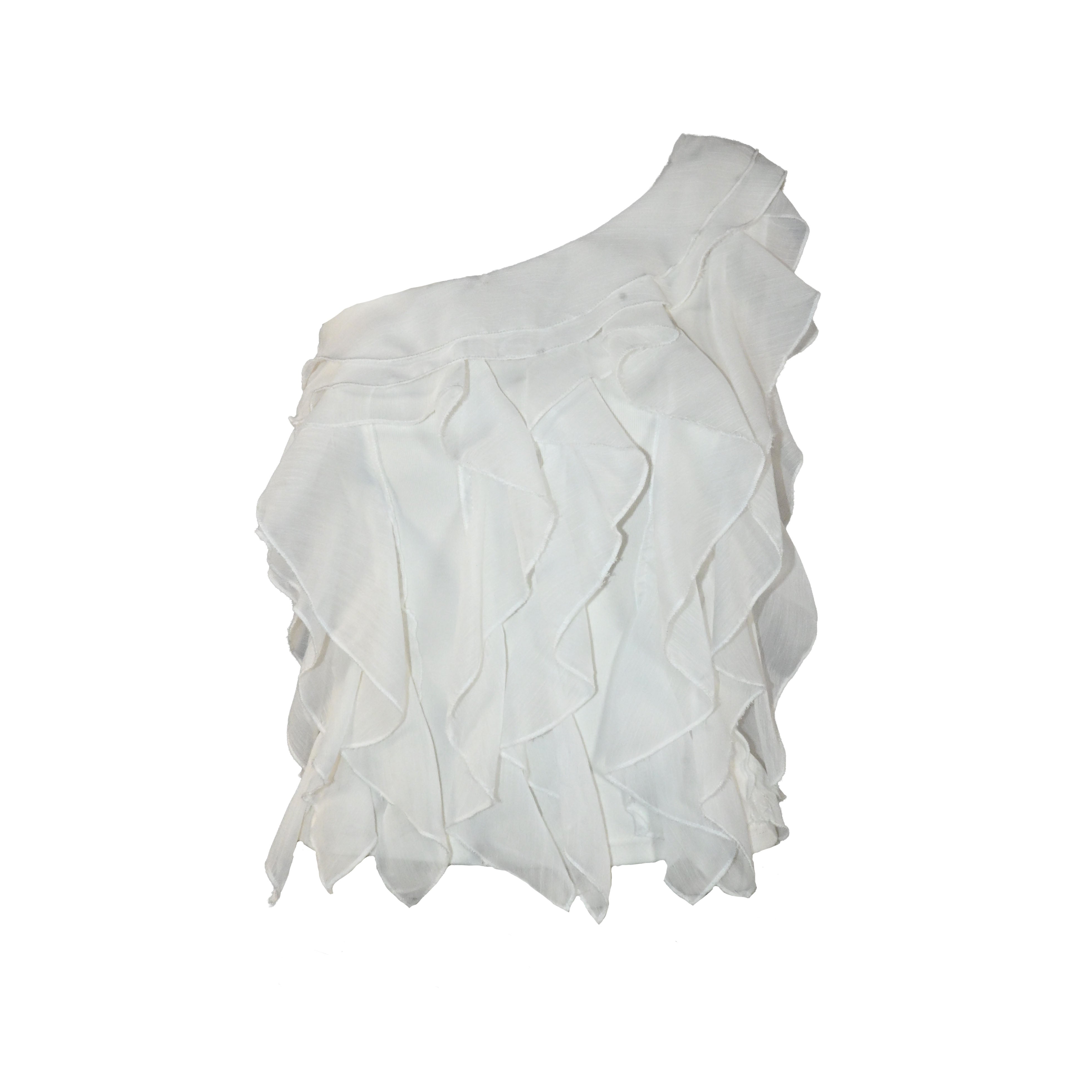 Blusa branca com babados verticais