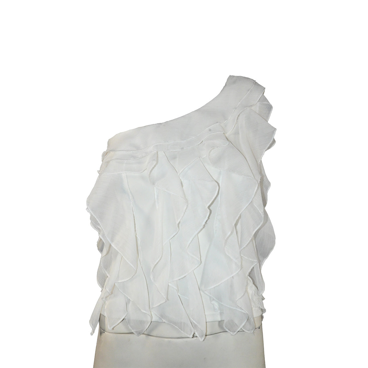 Blusa branca com babados verticais