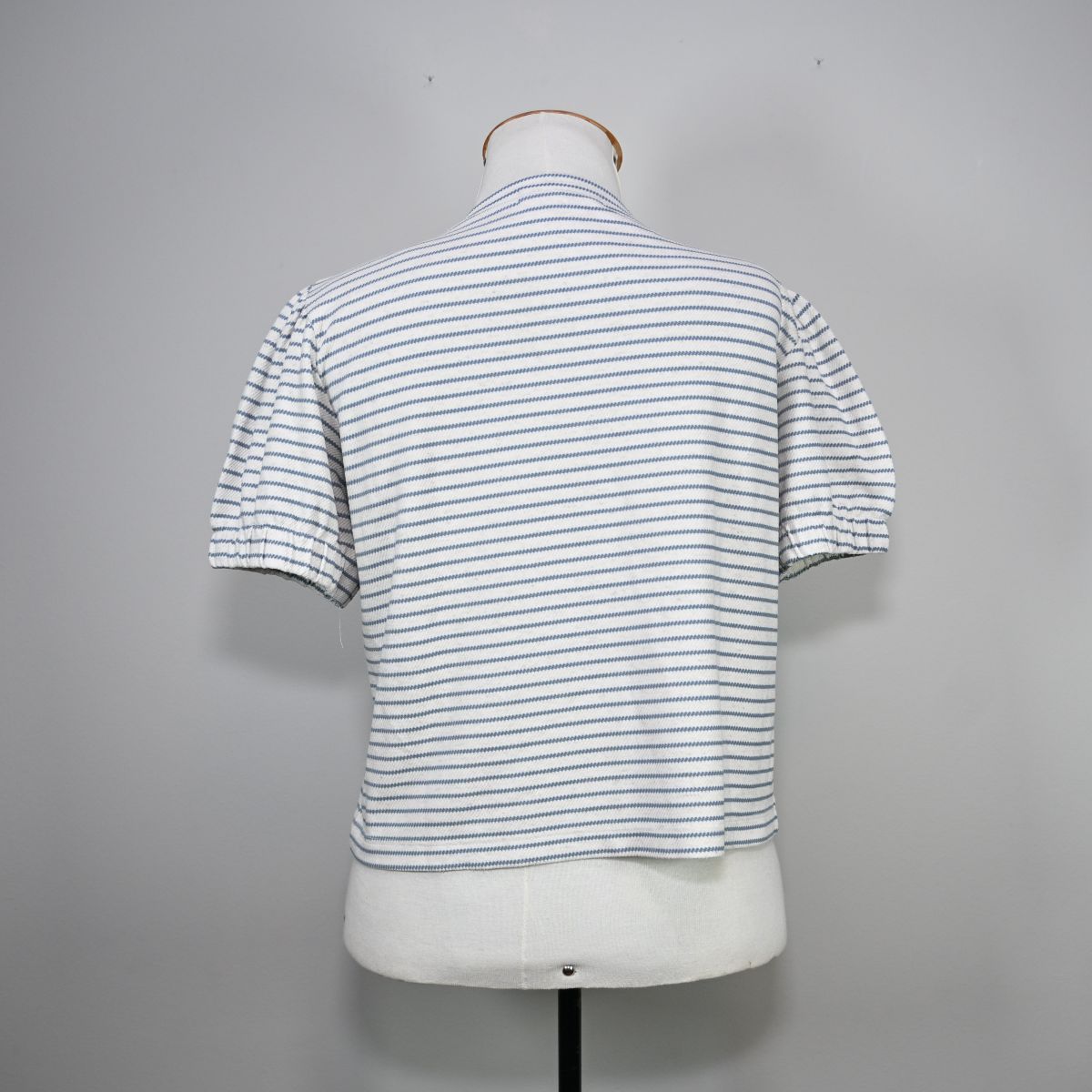 Camiseta branca com listras azuis