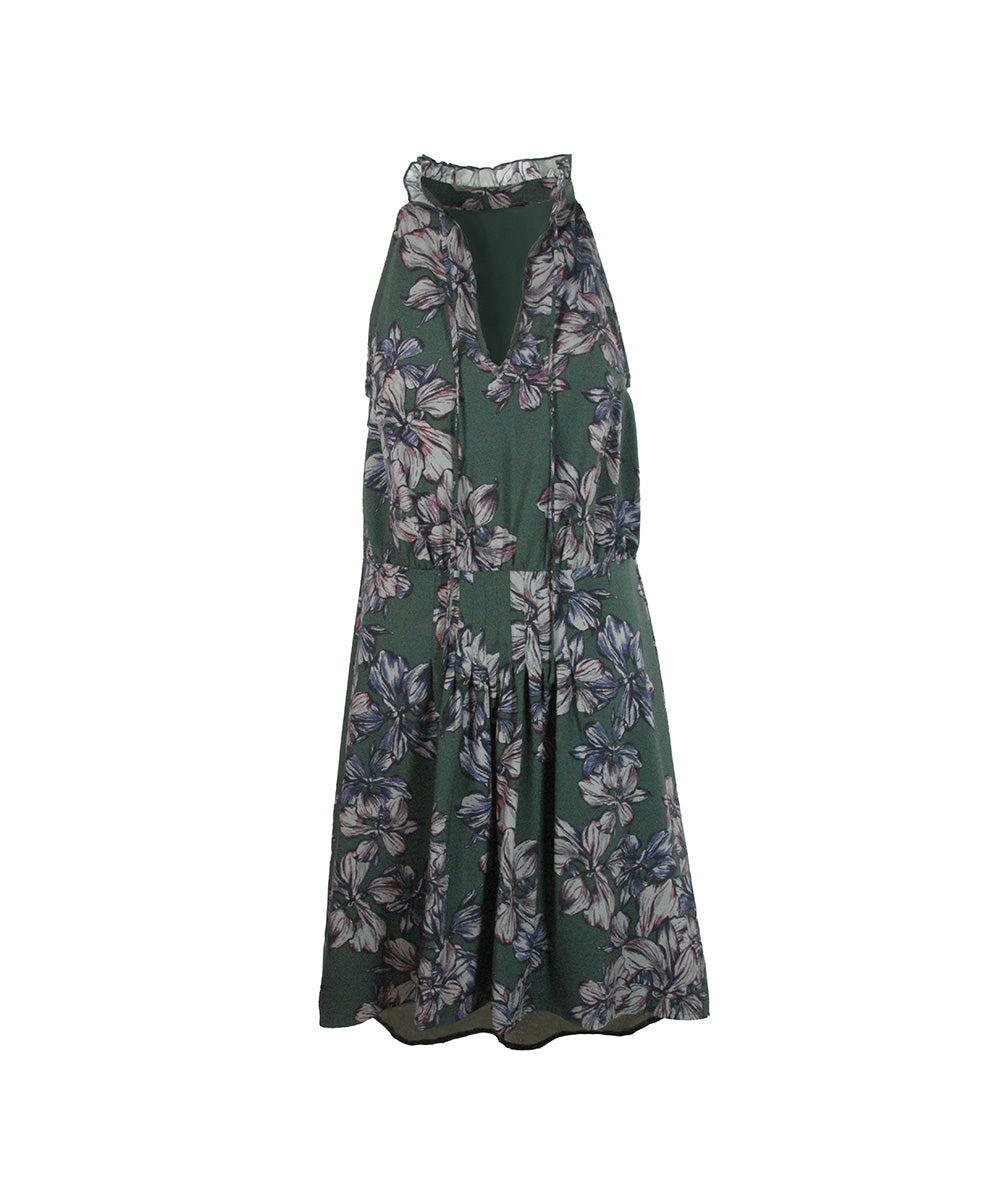Vestido Curto Verde Floral